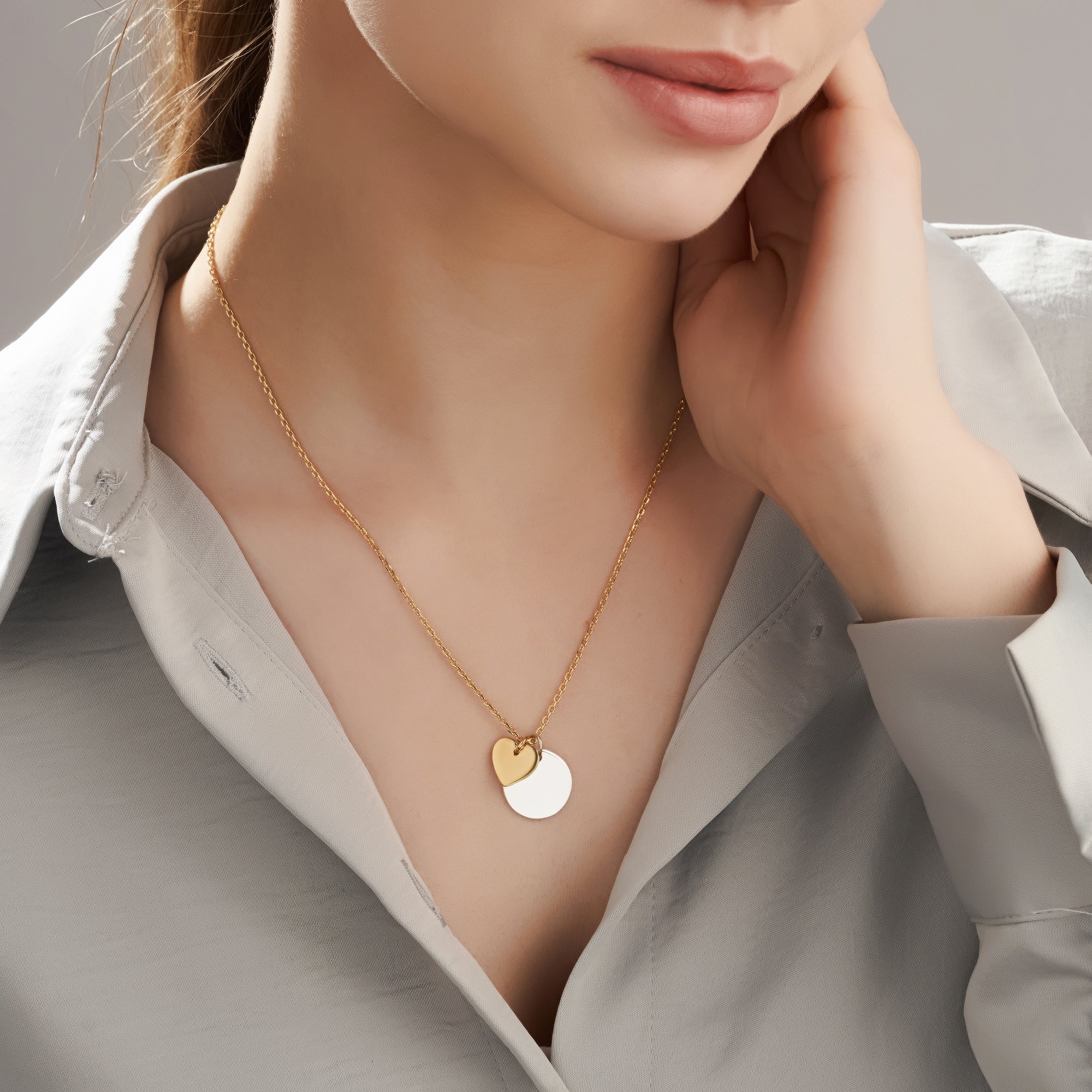 Mysha Personalized Mixed Metal Eternal Pendant W Heart Charm