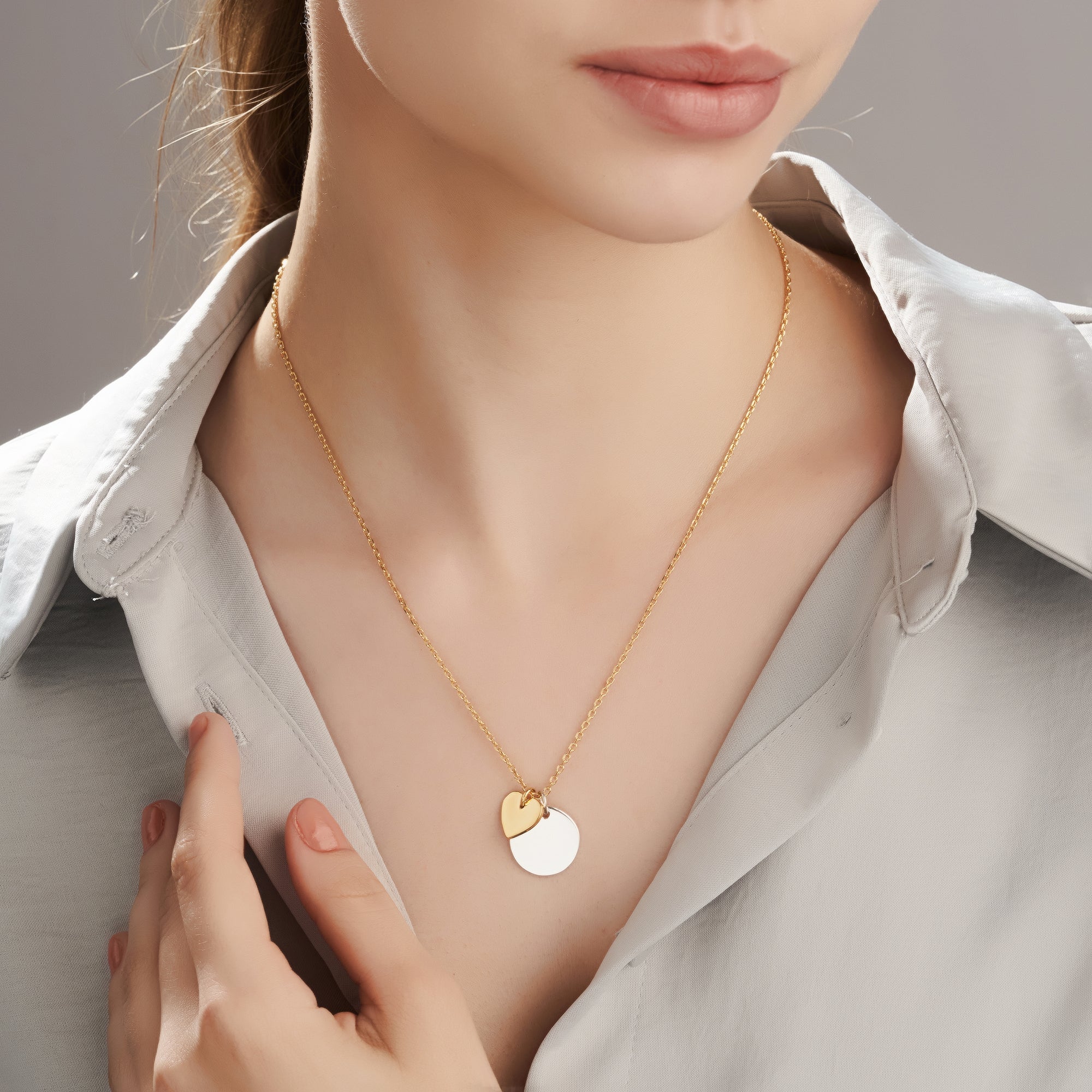 Mysha Personalized Mixed Metal Eternal Pendant W Heart Charm