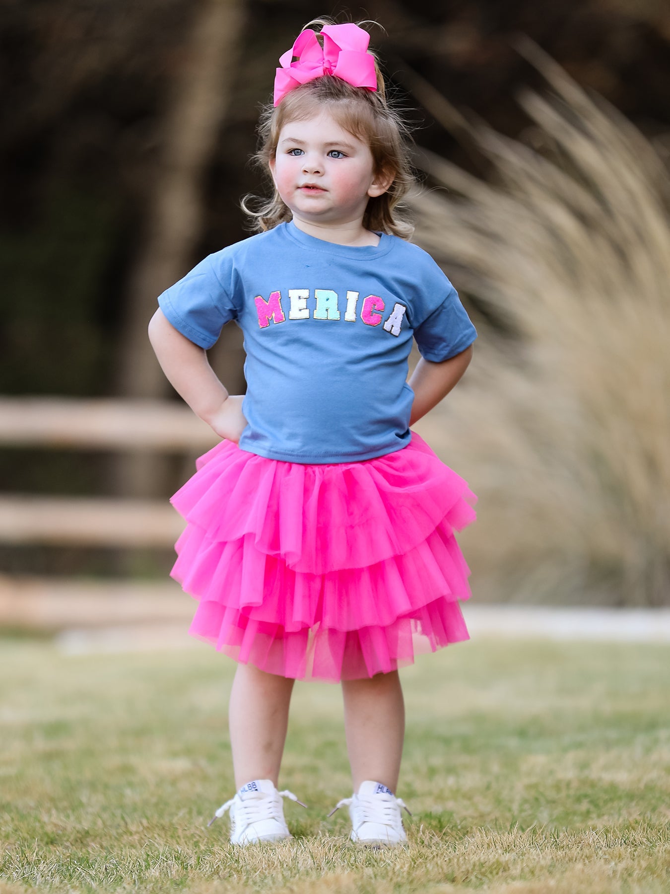4th Of July  “merica”top Girls Gauze Skirt