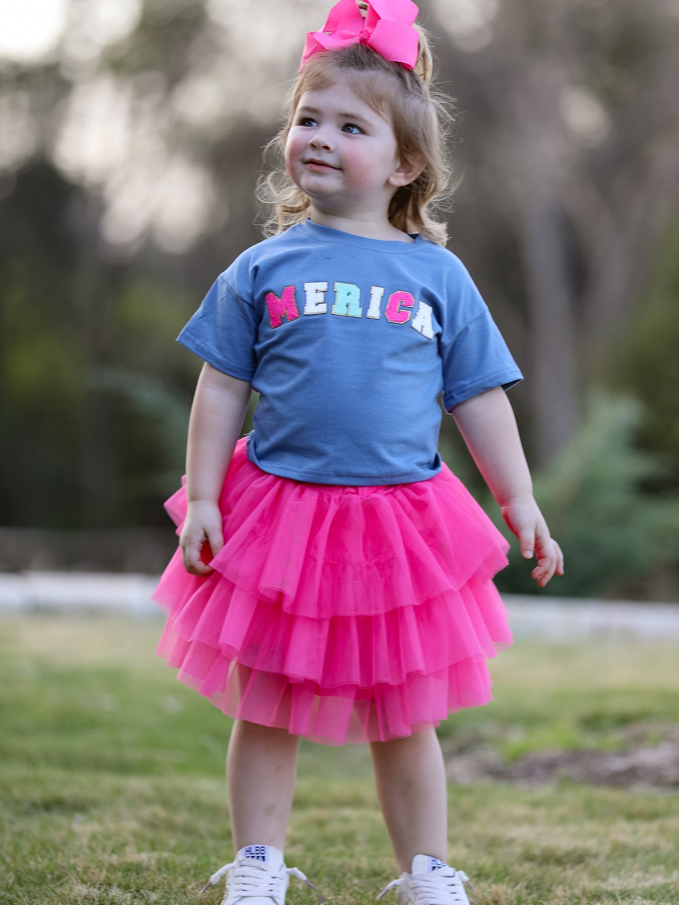 4th Of July  “merica”top Girls Gauze Skirt