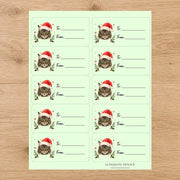 Maine Coon Santa Paws Gift Tag Sticker Sheet