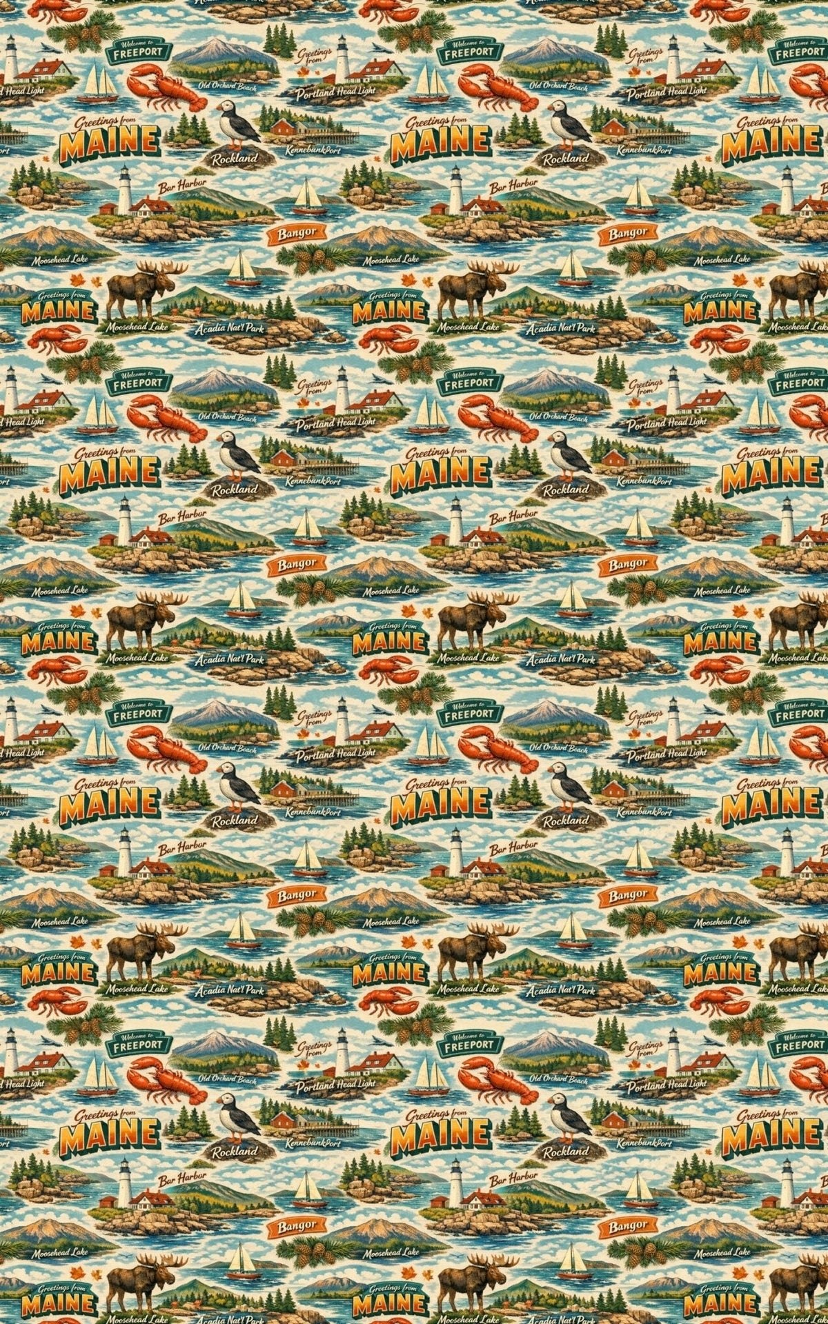 Maine Postcard Memories Wrapping Paper