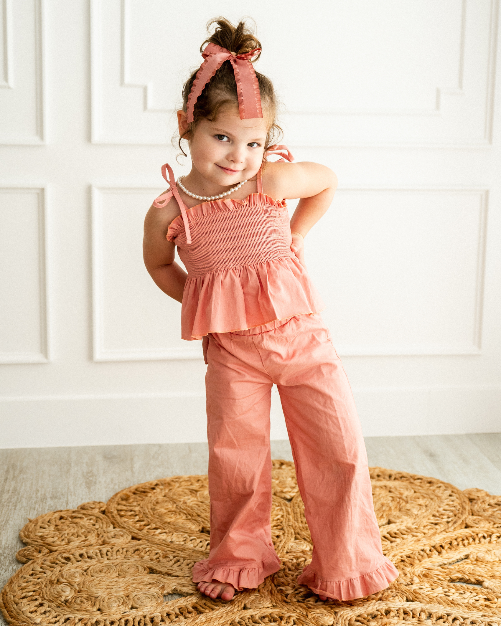 Maisie Smocked Two-piece Set - Pressed Peony