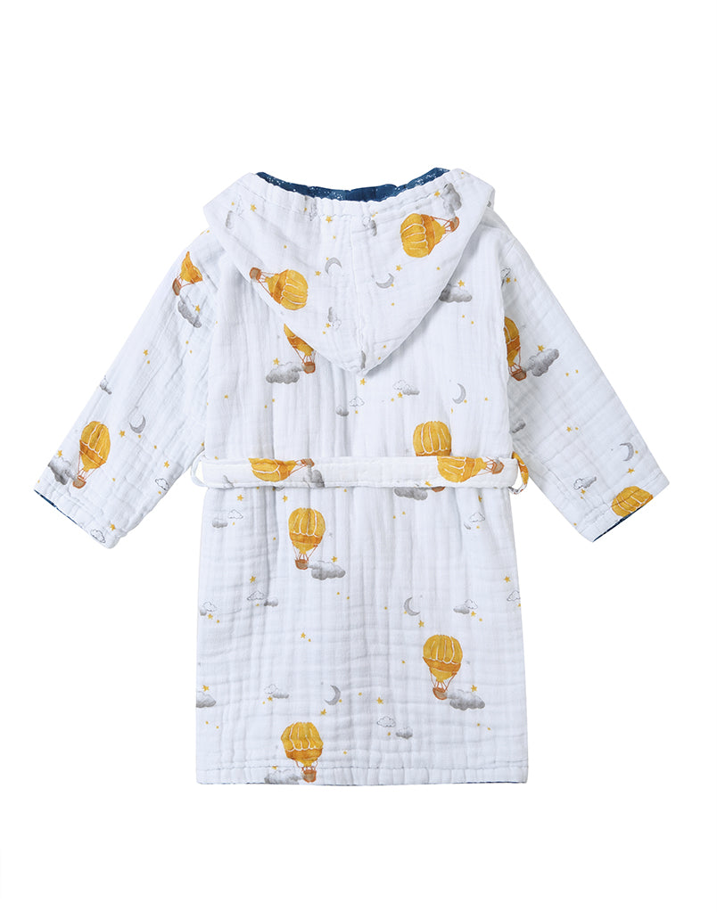 Kids Hooded Muslin Bath Robe - Mystical Night