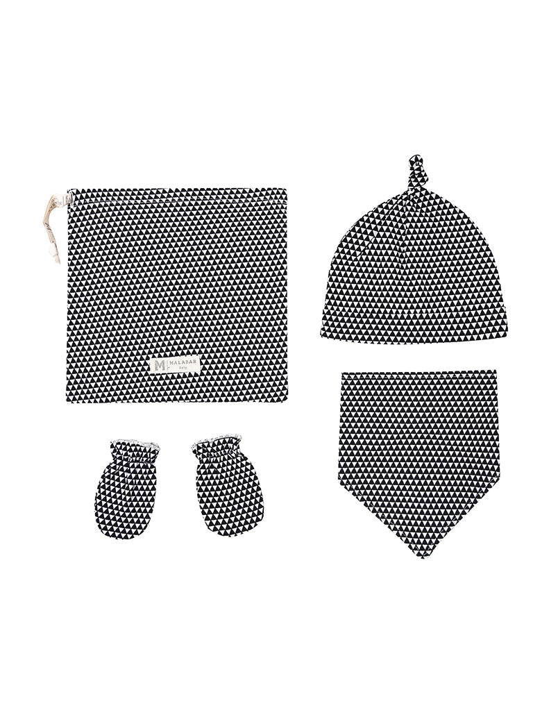 Organic Cotton Bandana Bib, Mitten, Hat Set - Greenwich