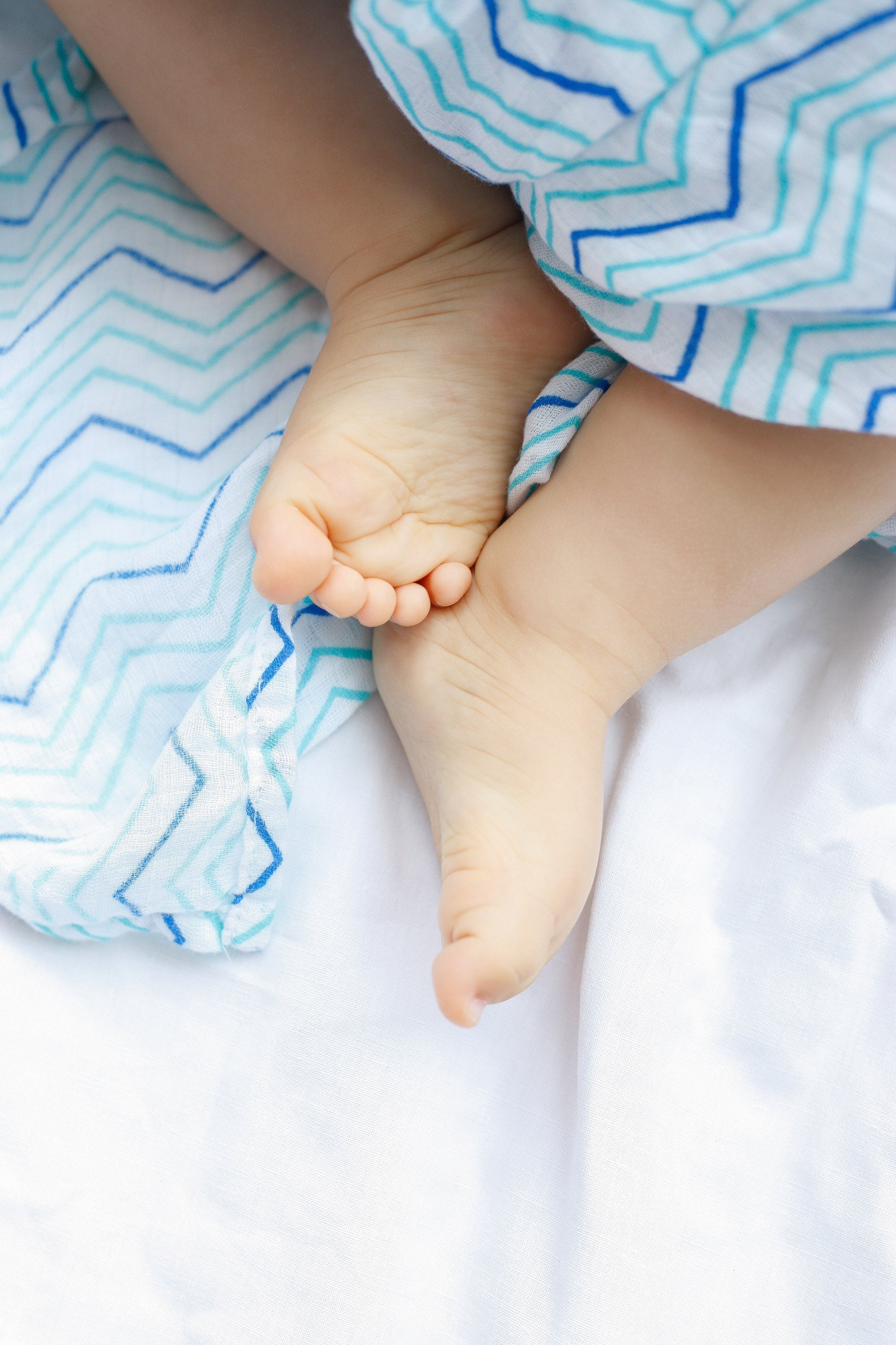 ORGANIC SWADDLE SET - SHADES OF BLUE (Chevron + Dotty)