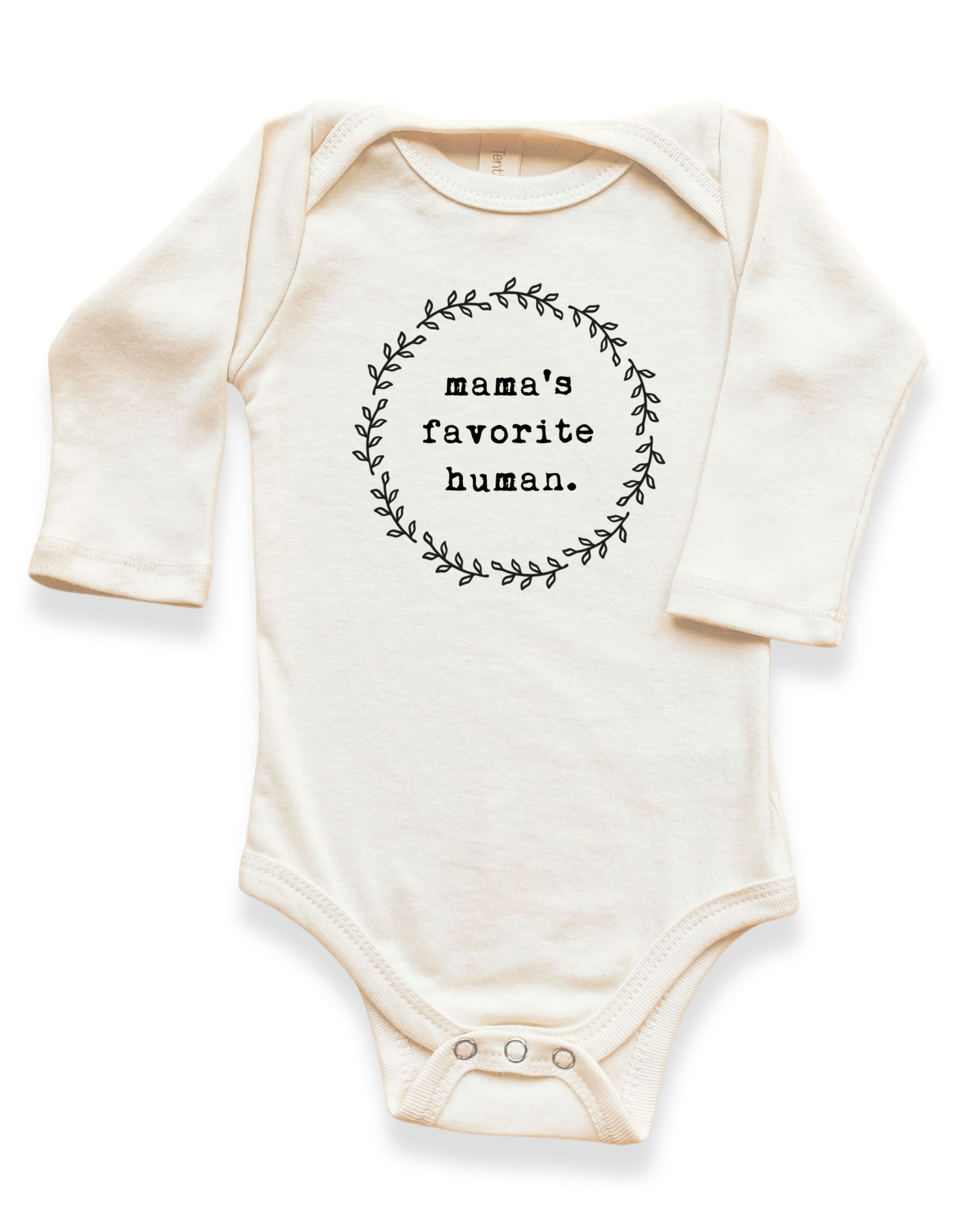 Mama's Favorite Human - Long Sleeve Organic Baby Bodysuit