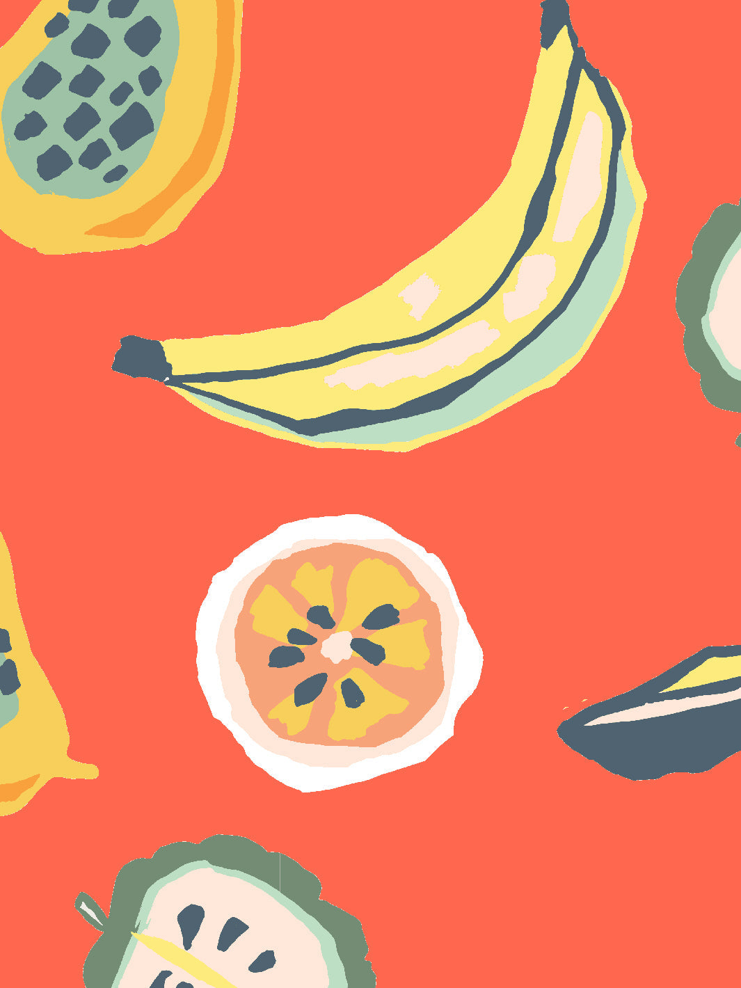 'mango Papaya' Wallpaper By Tea Collection - Persimmon