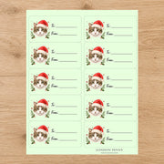 Manx Santa Paws Gift Tag Sticker Sheet
