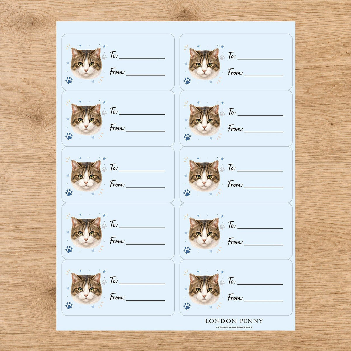 Manx Pawprint Wishes Gift Tag Sticker Sheet