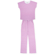 Marcia Women's Pima Cotton Pajama Pant Set African Elephants Pink