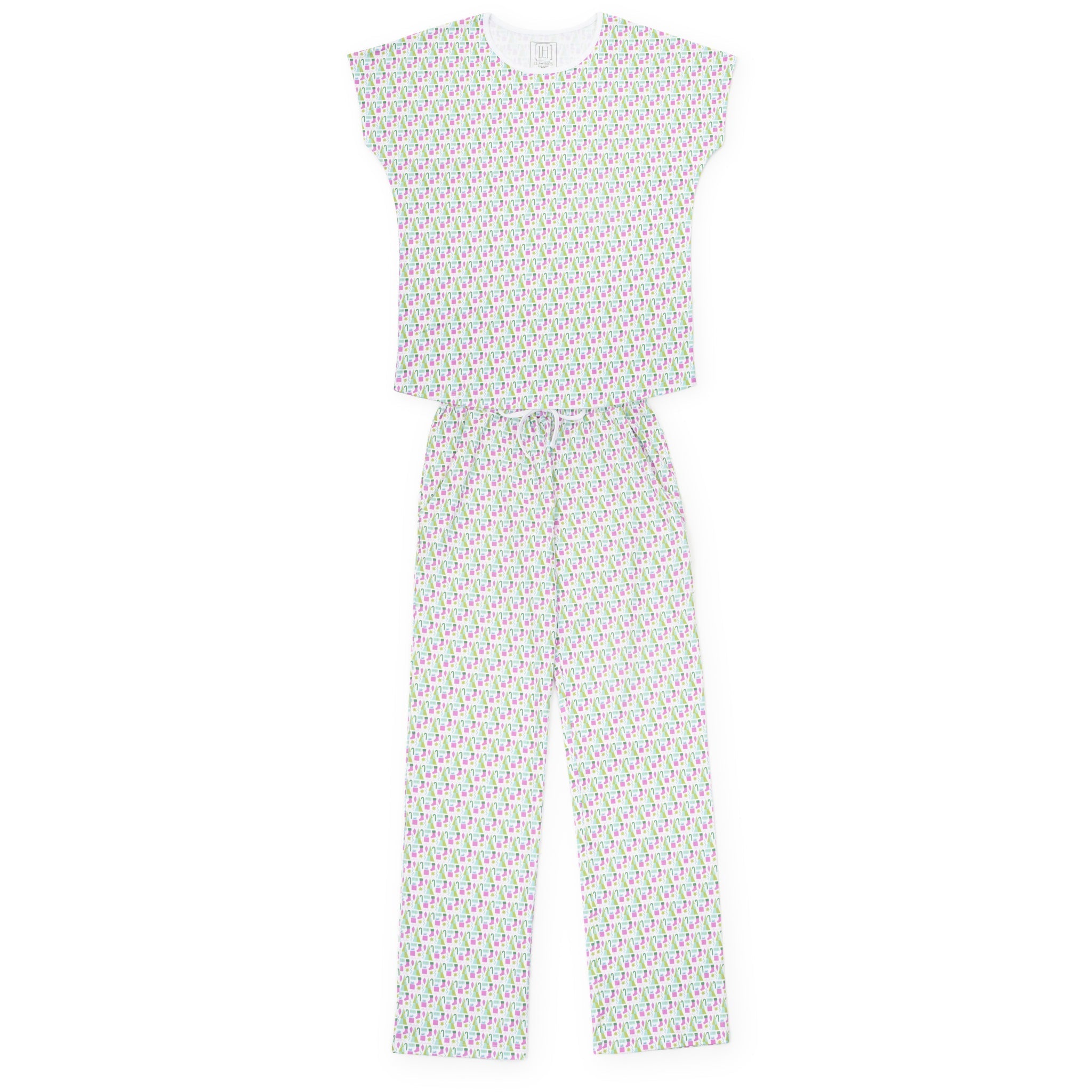 Marcia Women's Pajama Pant Set Mod Holiday Pink