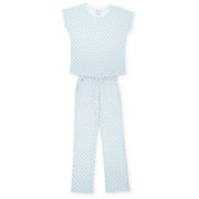 Marcia Women's Pima Cotton Pajama Pant Set - Tennis Match Blue
