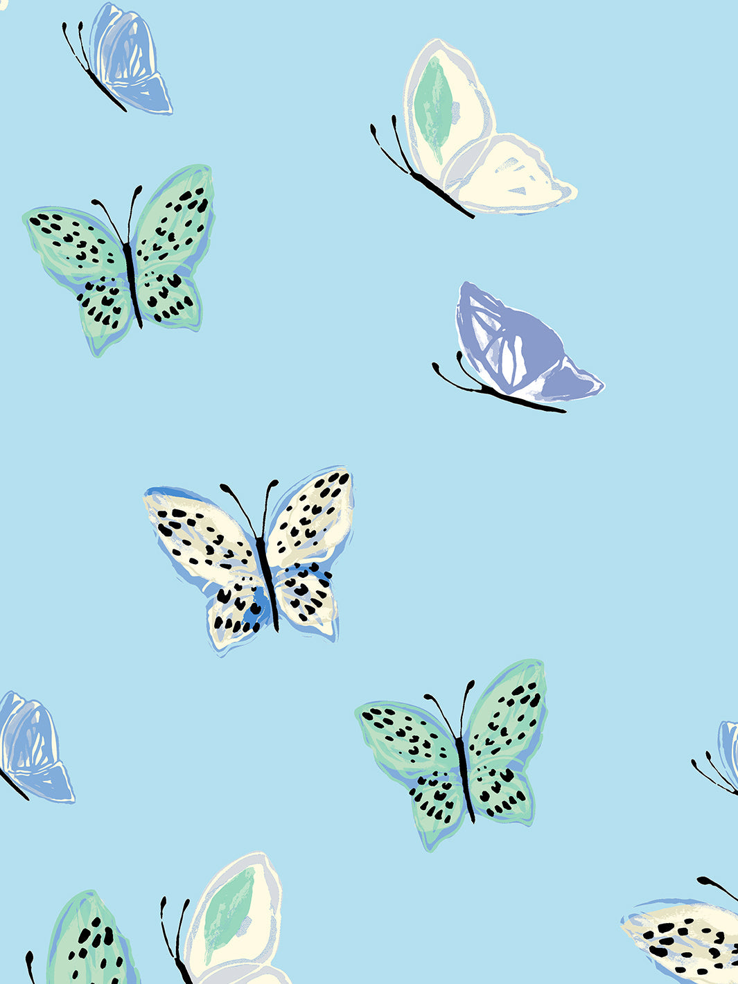 'mariposa' Wallpaper By Tea Collection - Baby Blue