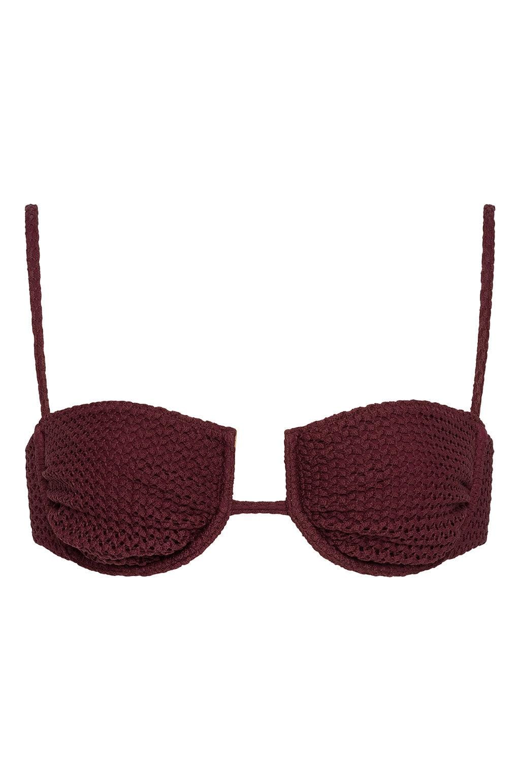 Maroon Crochet Simonette Bikini Top