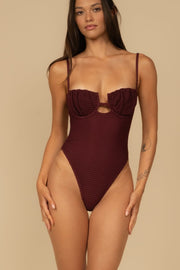 Maroon Crochet Petal One-piece