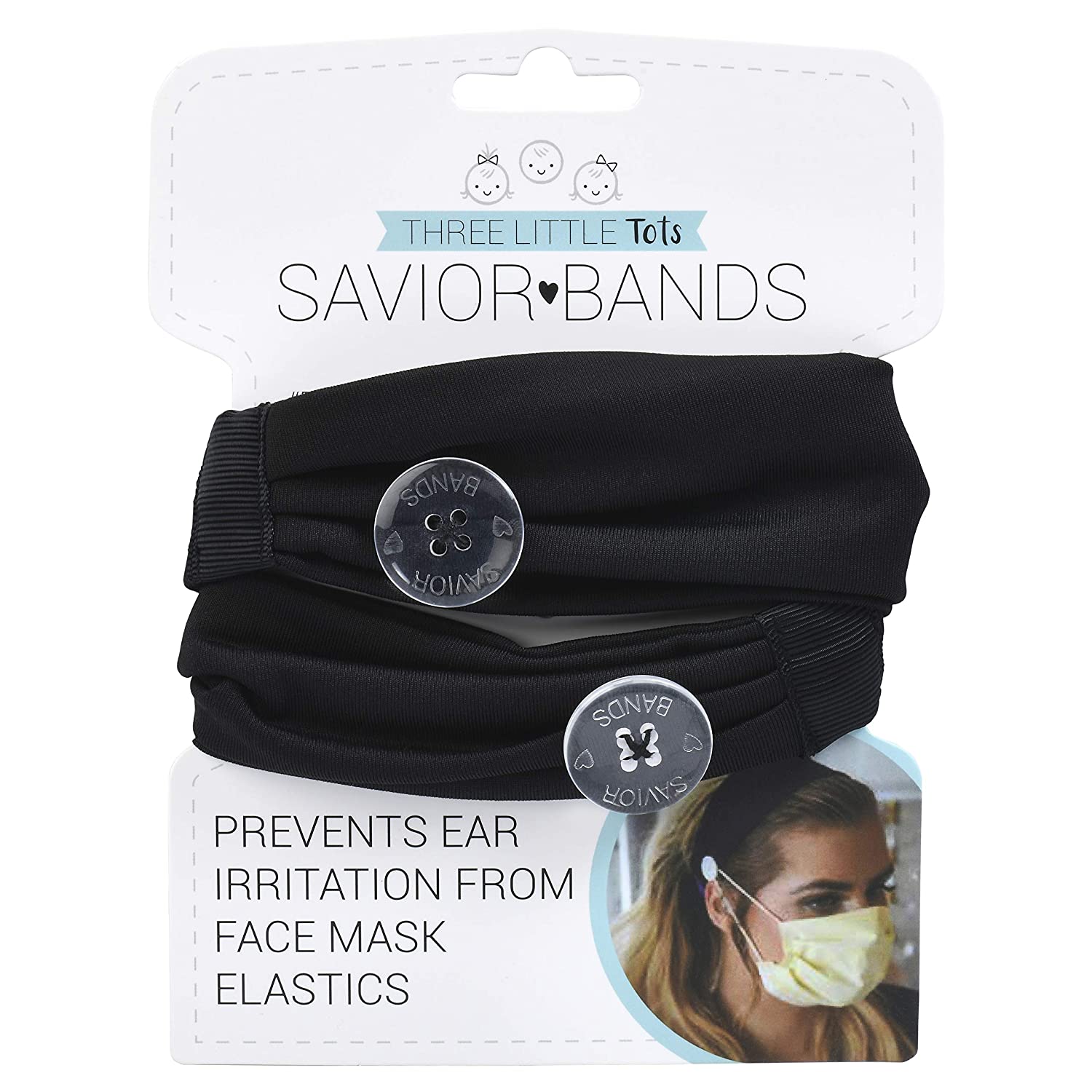 Black Savior Mask Headbands With Buttons For Masks