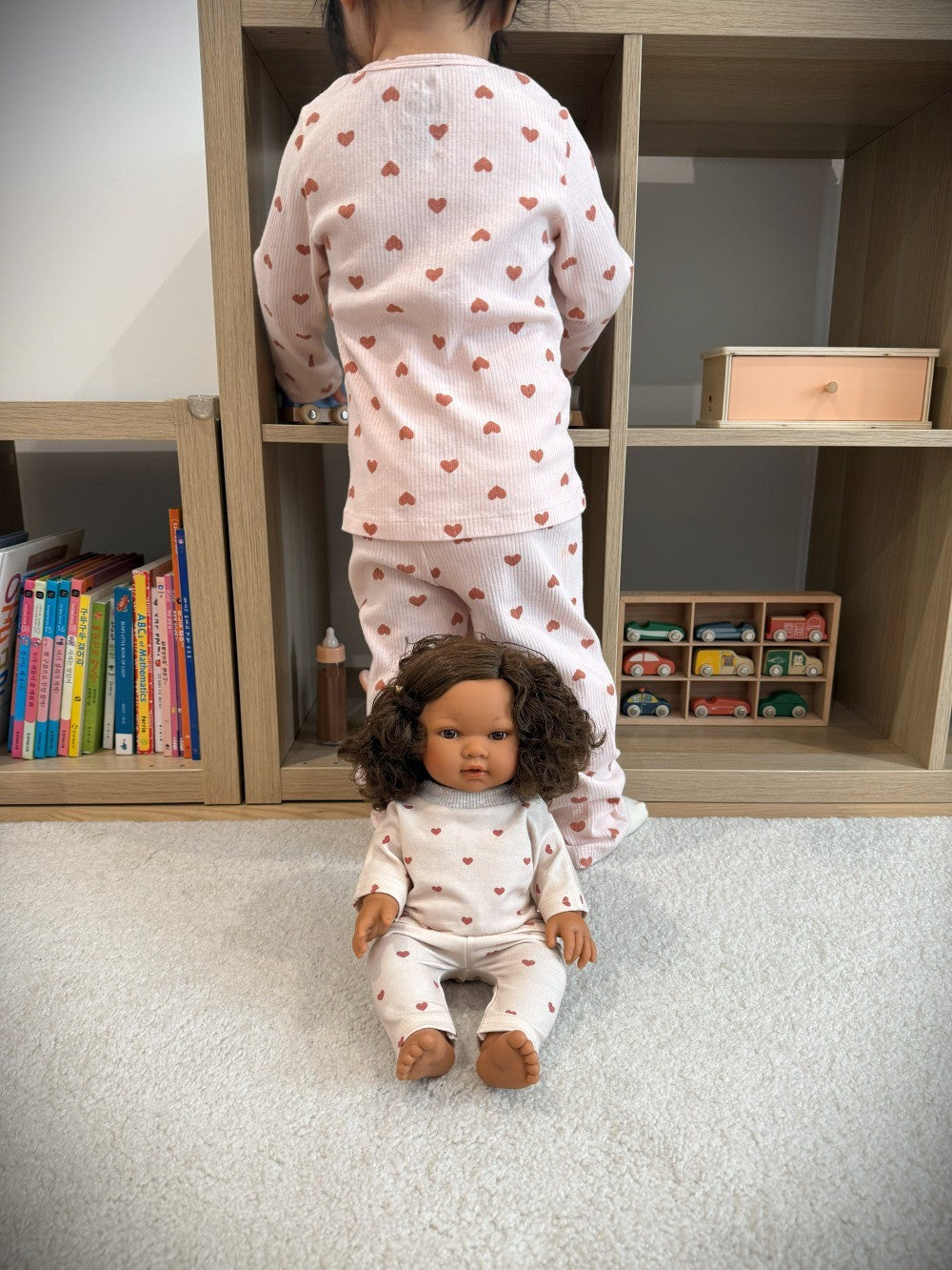 Leni & Romi | Kids Ribbed Cotton Set - Dreamy Mauve Hearts