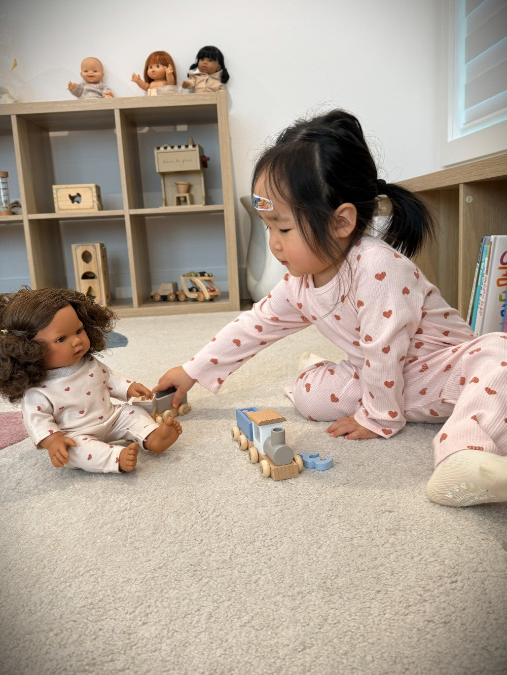 Leni & Romi | Kids Ribbed Cotton Set - Dreamy Mauve Hearts