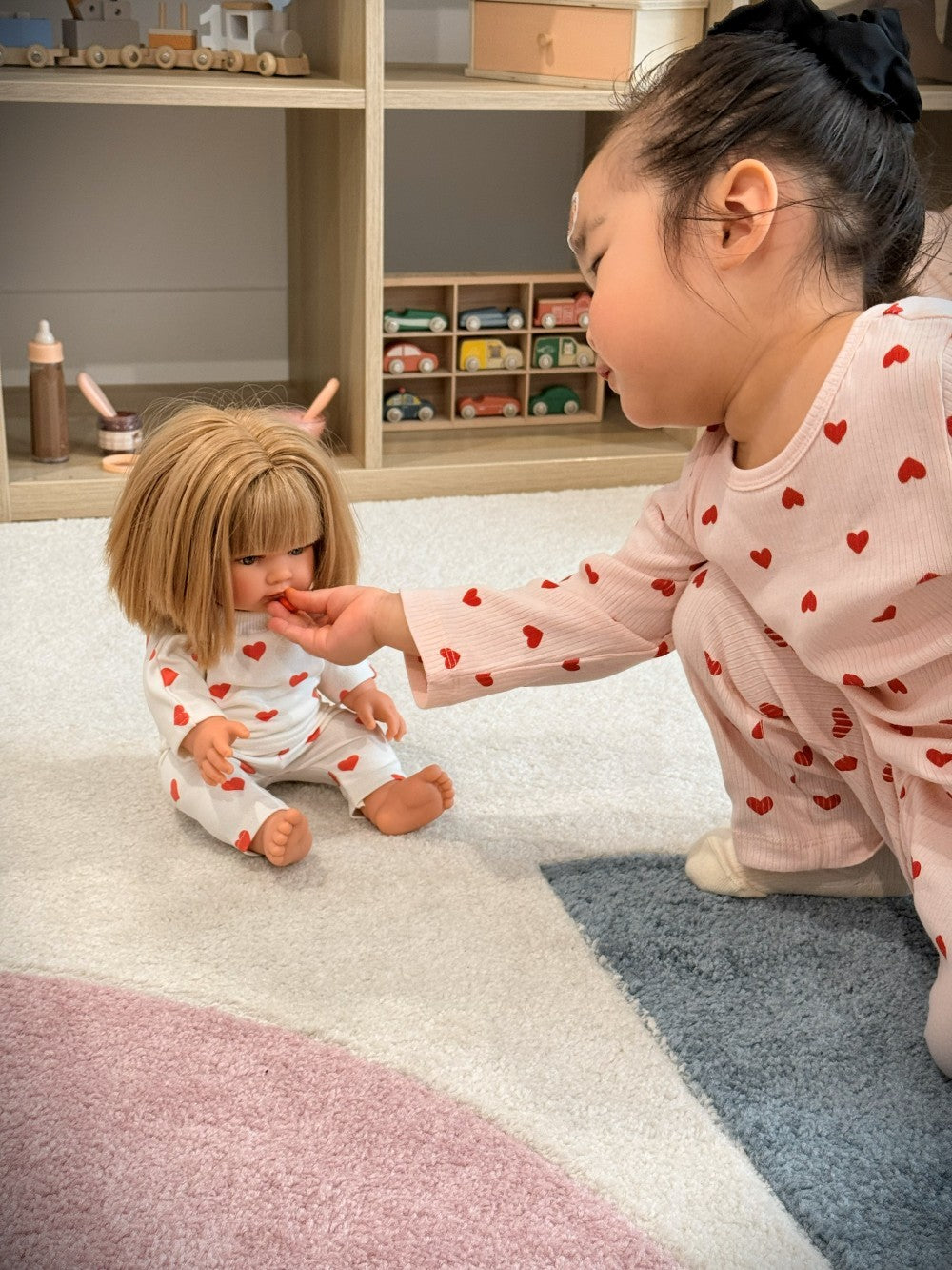 Leni & Romi | Kids Ribbed Cotton Set - Valentine Rose Hearts