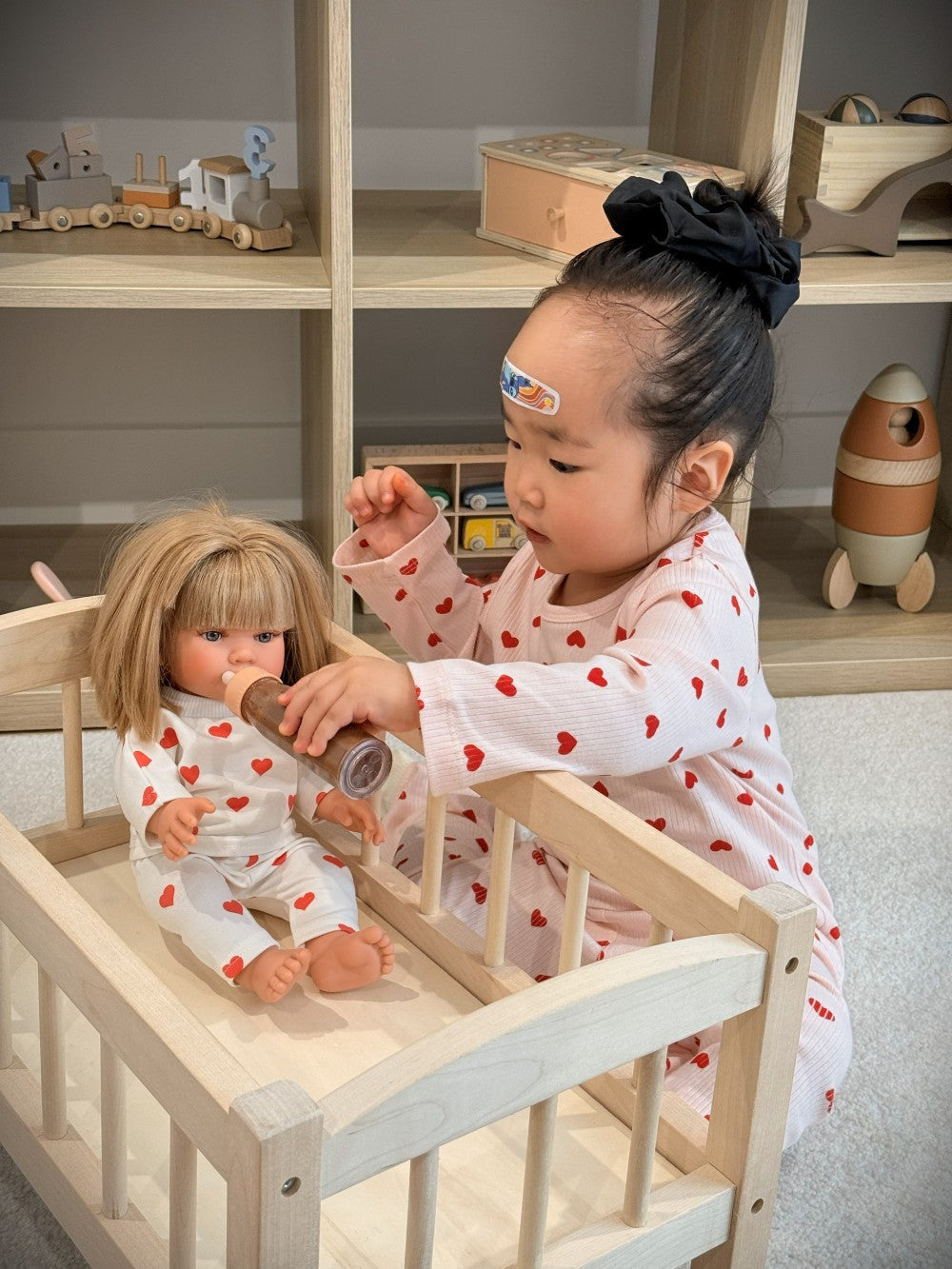 Leni & Romi | Kids Ribbed Cotton Set - Valentine Rose Hearts