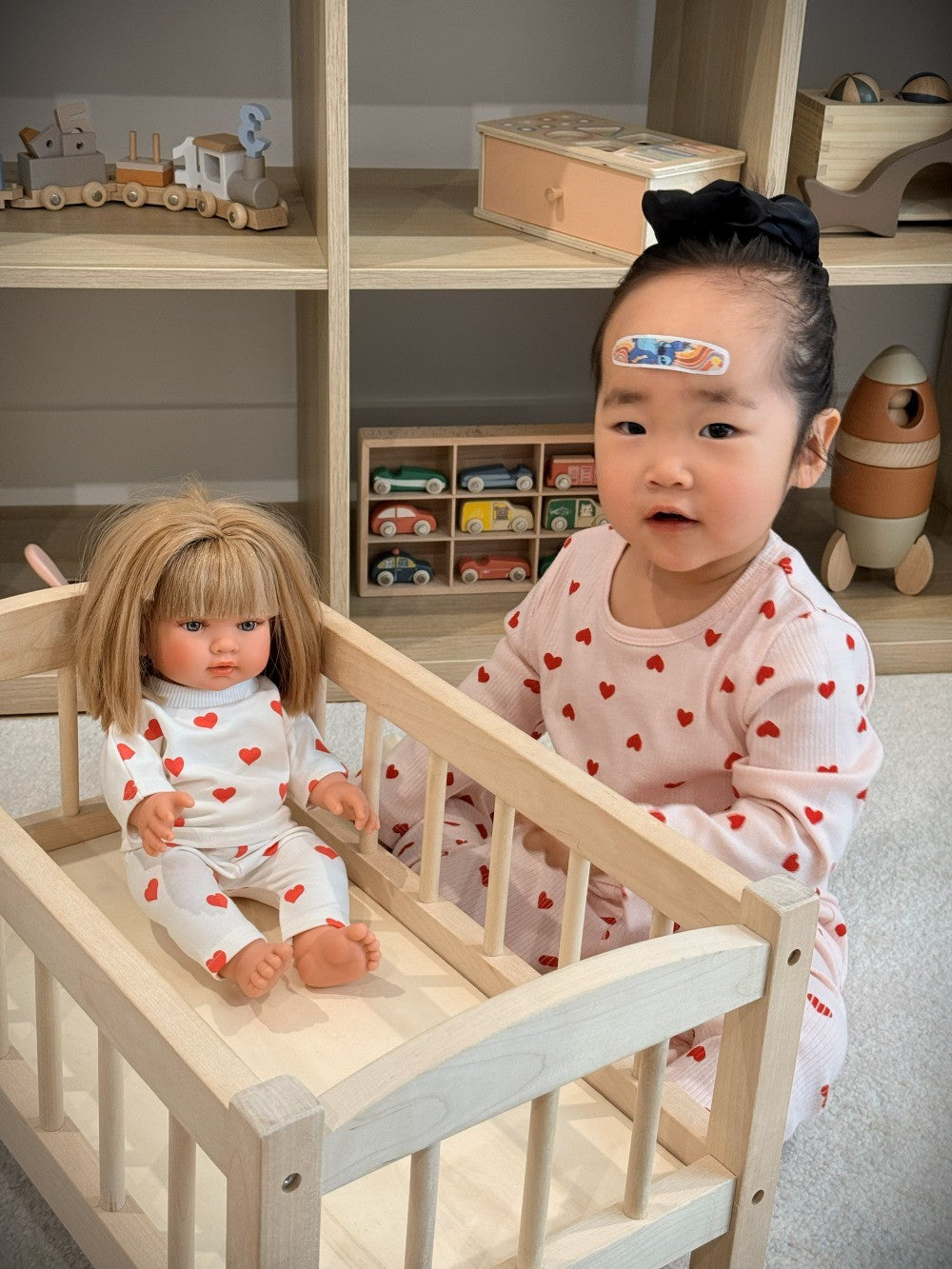 Leni & Romi | Kids Ribbed Cotton Set - Valentine Rose Hearts