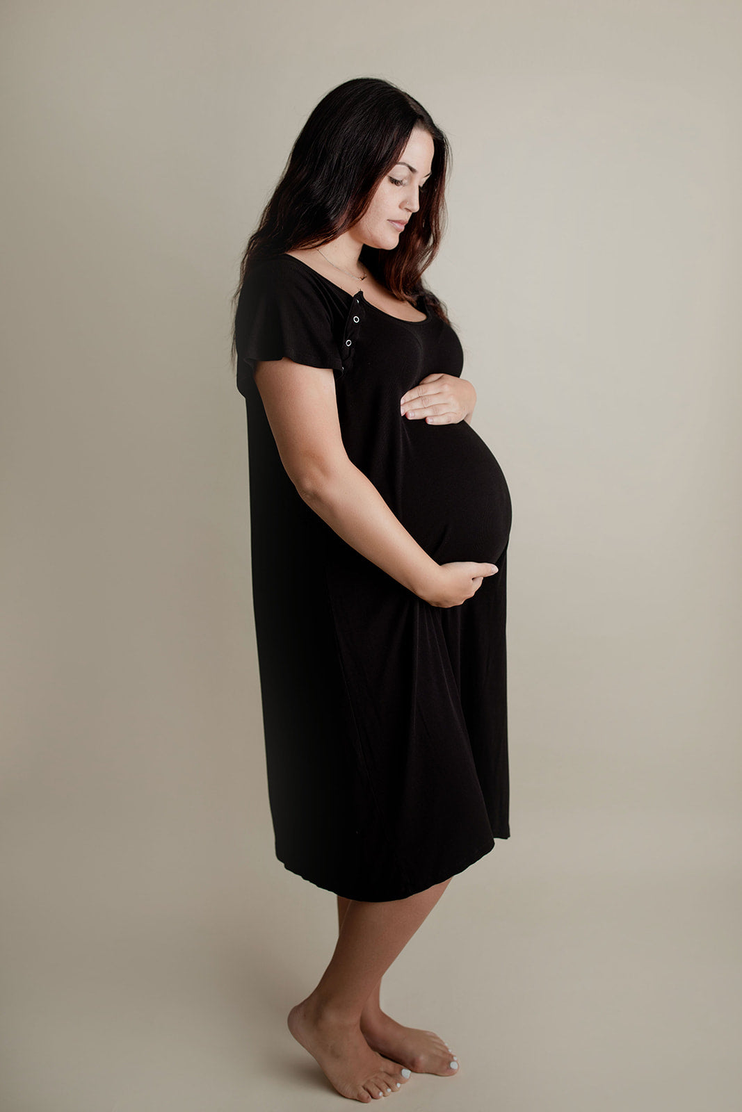 Ribbed Black Labor And Delivery Nursing Hospital Gown