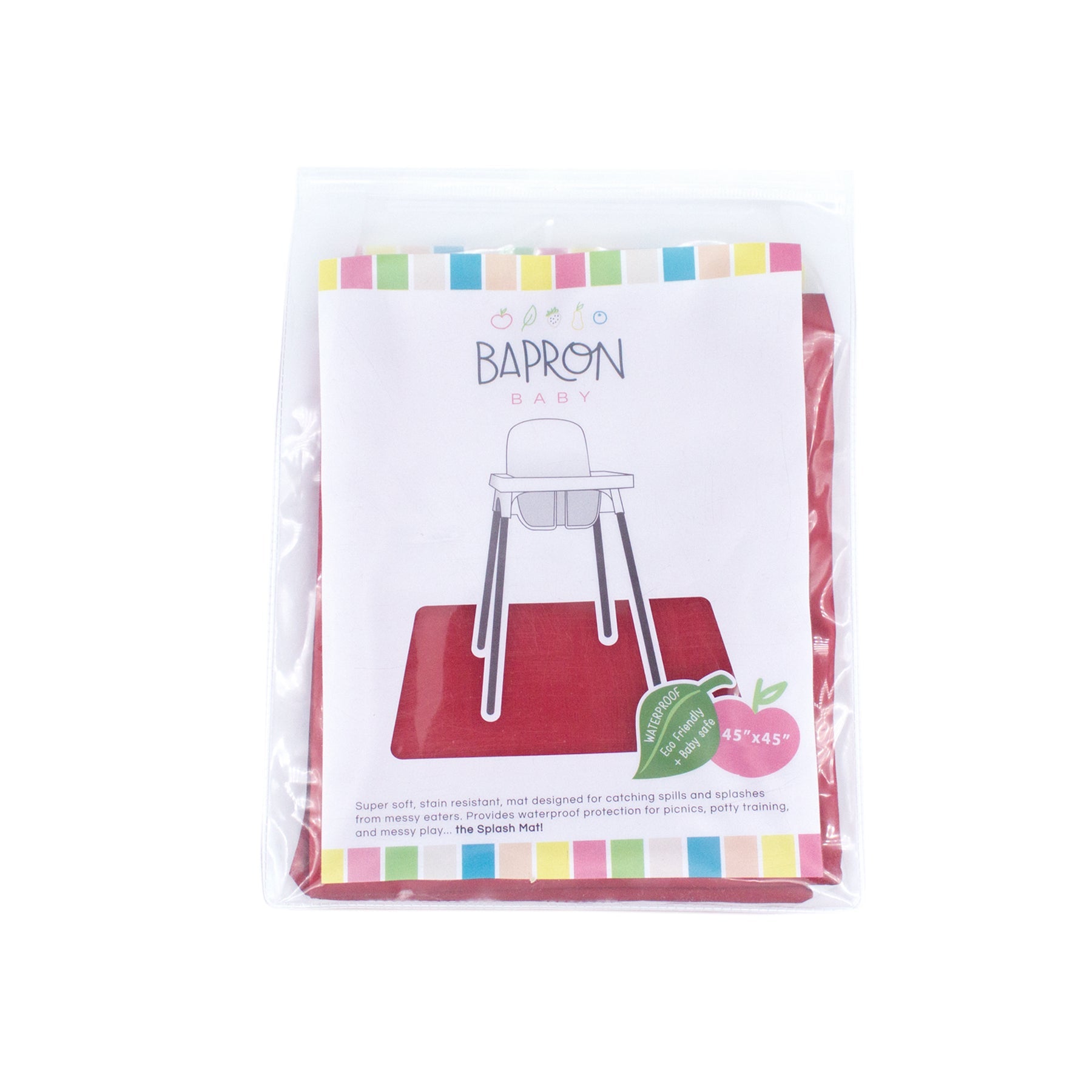 Solid Cranberry Minimalist Splash Mat - A Waterproof Catch-all For Highchair Spills And More!