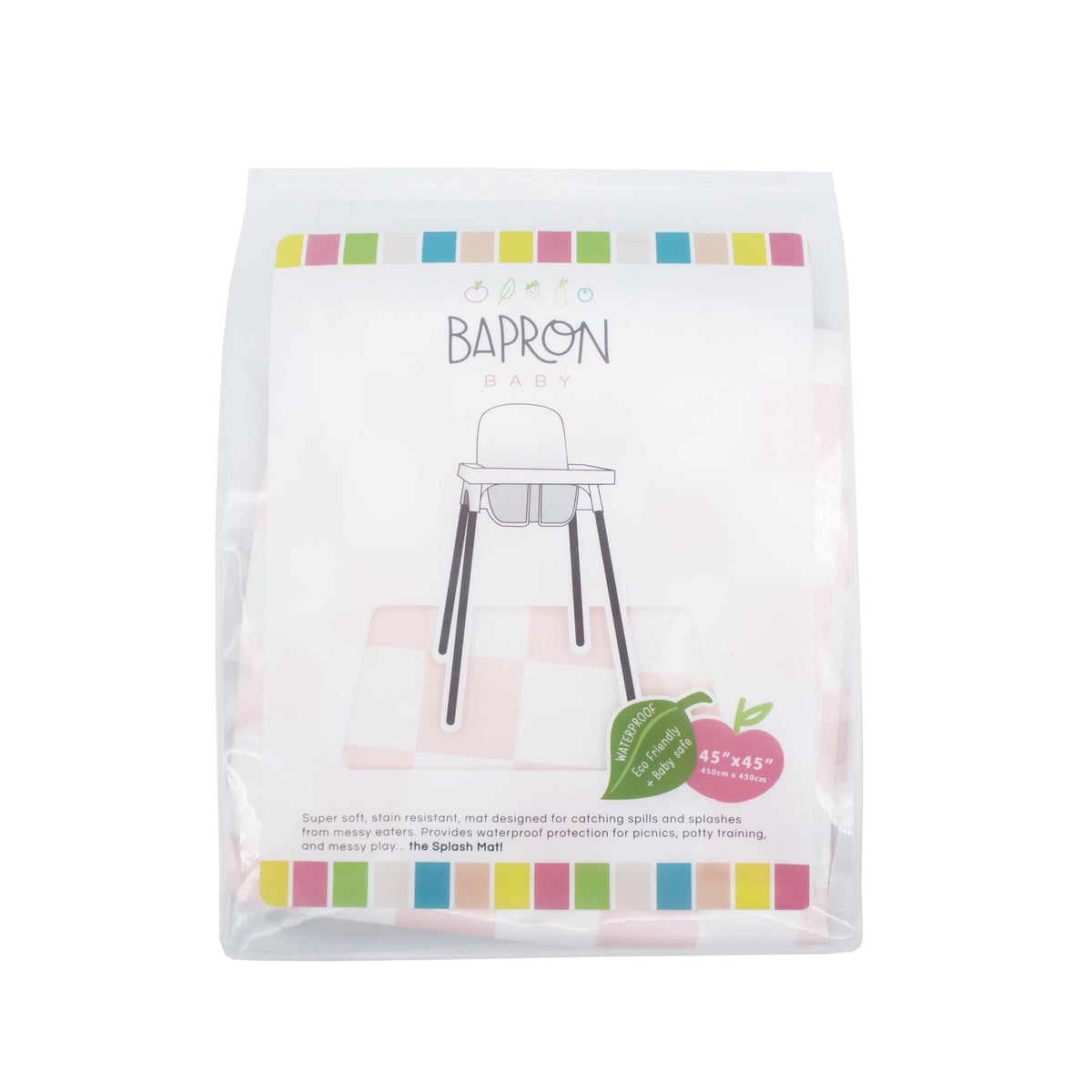 Pretty Pink Checkerboard Splash Mat - A Waterproof Catch-all For Highchair Spills And More!