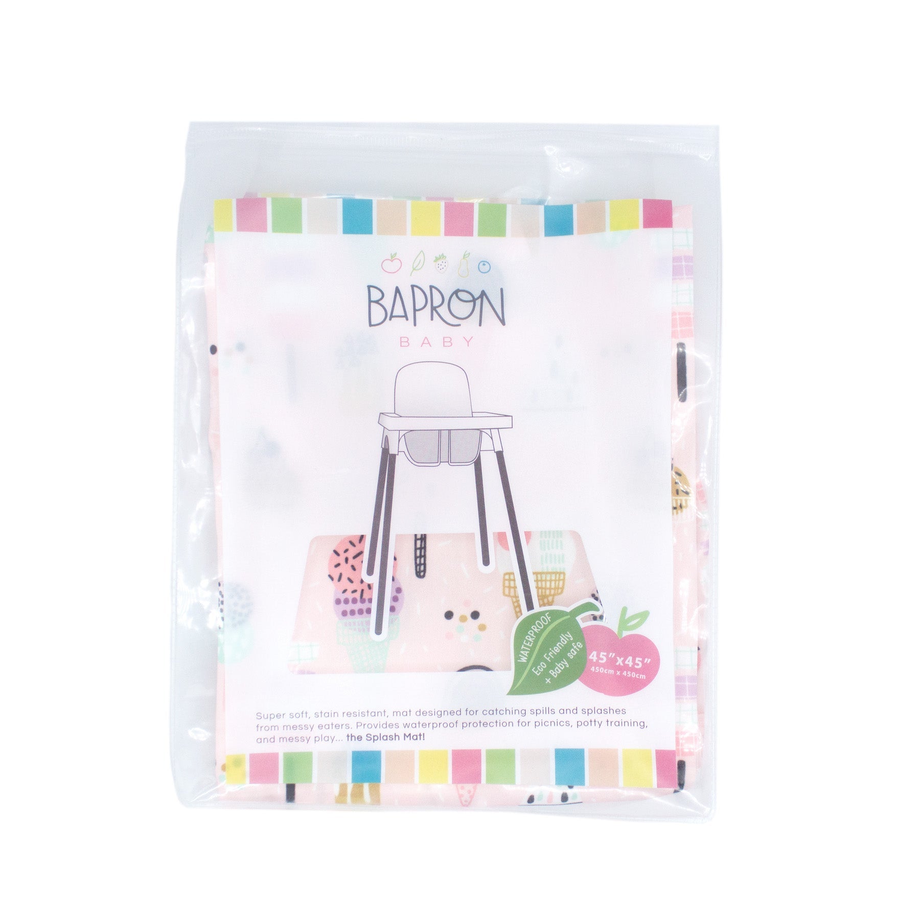 Pink Ice Cream Splash Mat - A Waterproof Catch-All For Highchair Spills And More!