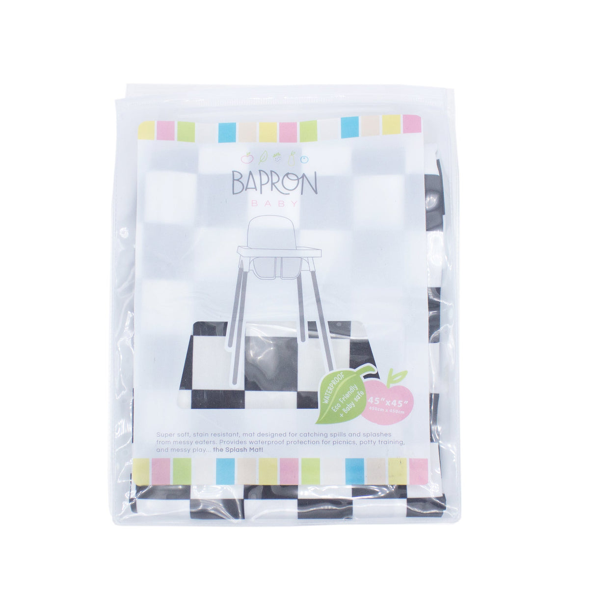 Black Checkerboard Splash Mat - A Waterproof Catch-all For Highchair Spills And More!