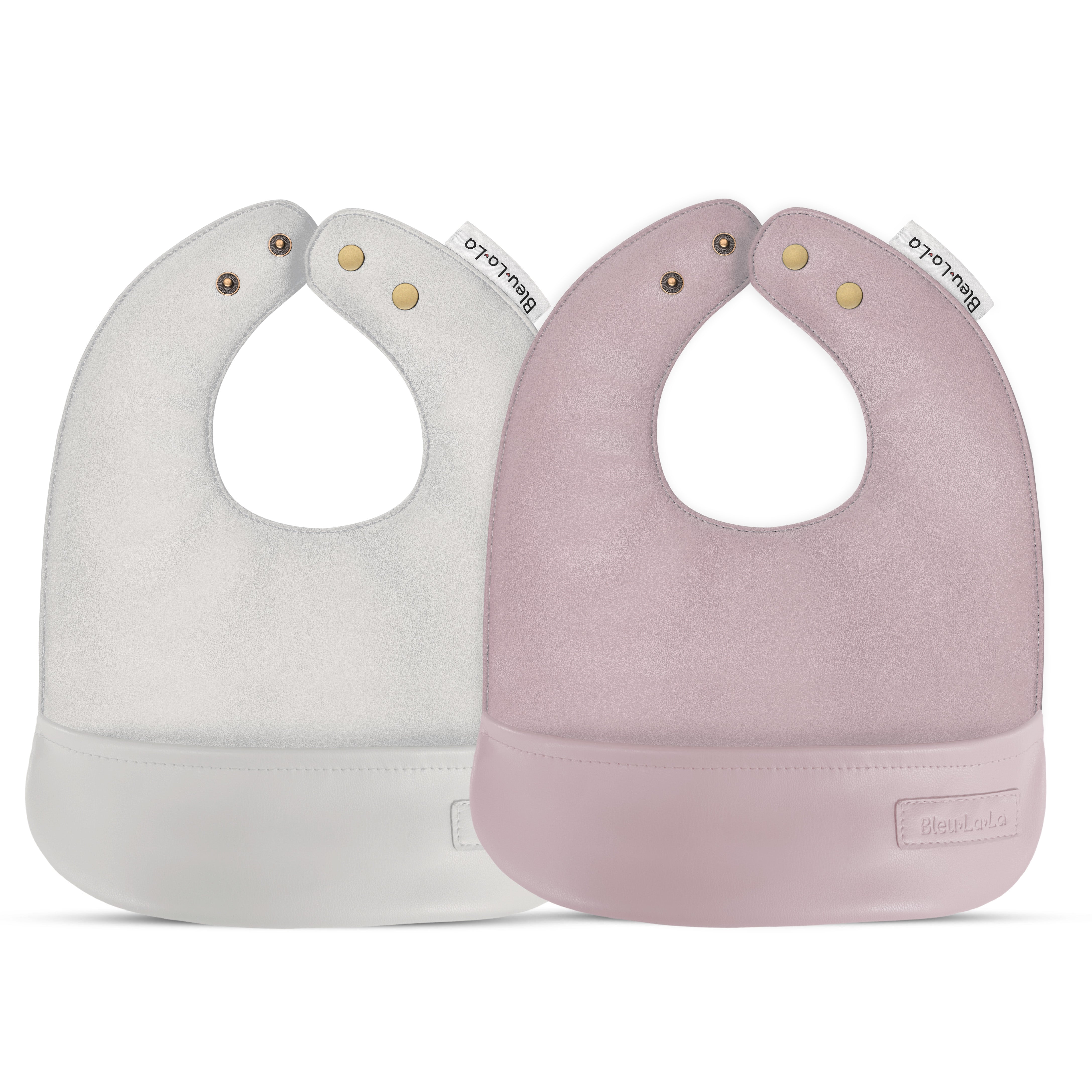 Classic - Set Of Soft Vegan Leather Easy Clean Bibs 0-12 Months By Bleu La La