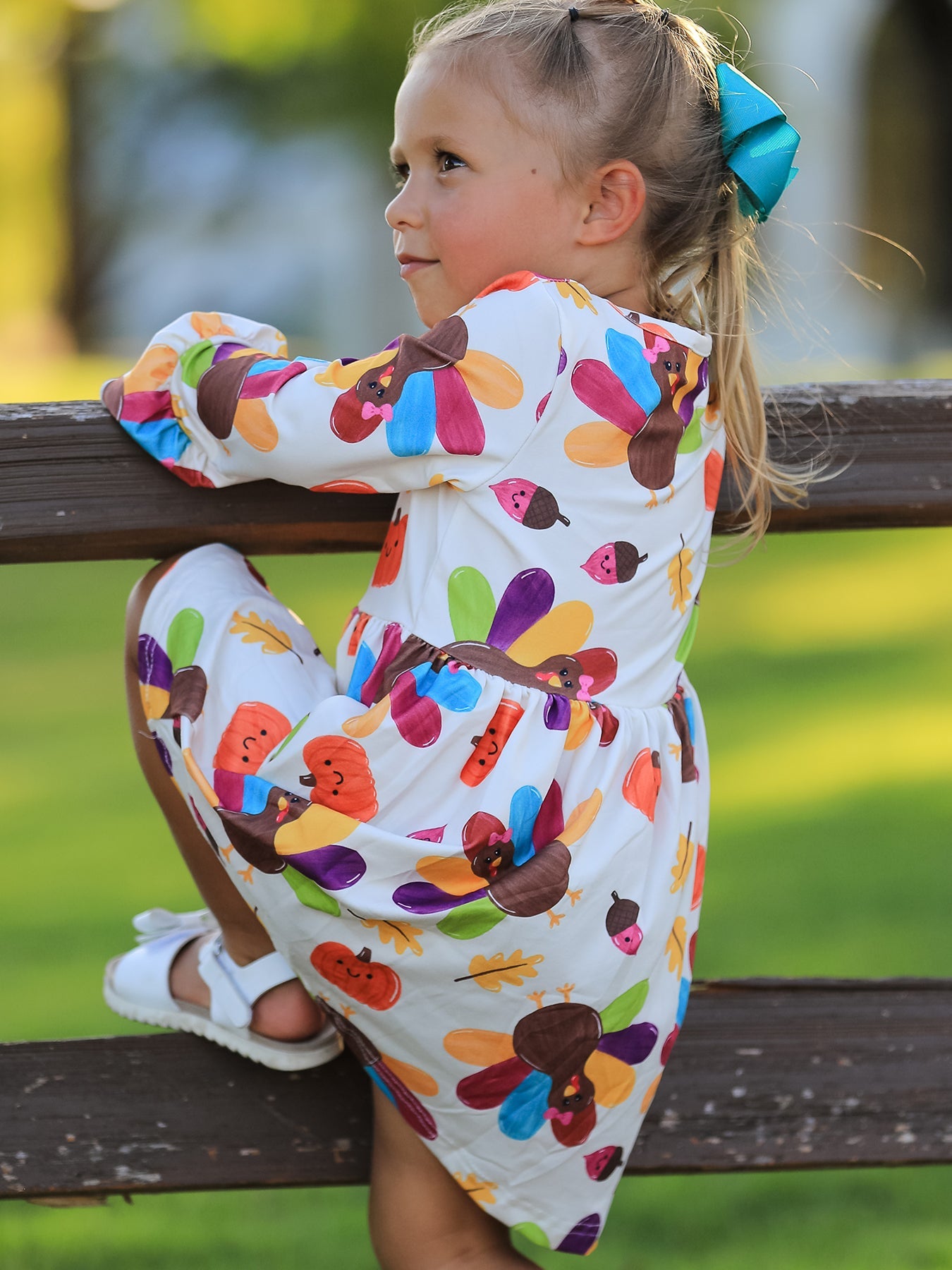 Thanksgiving Turkey Print Girls Dress