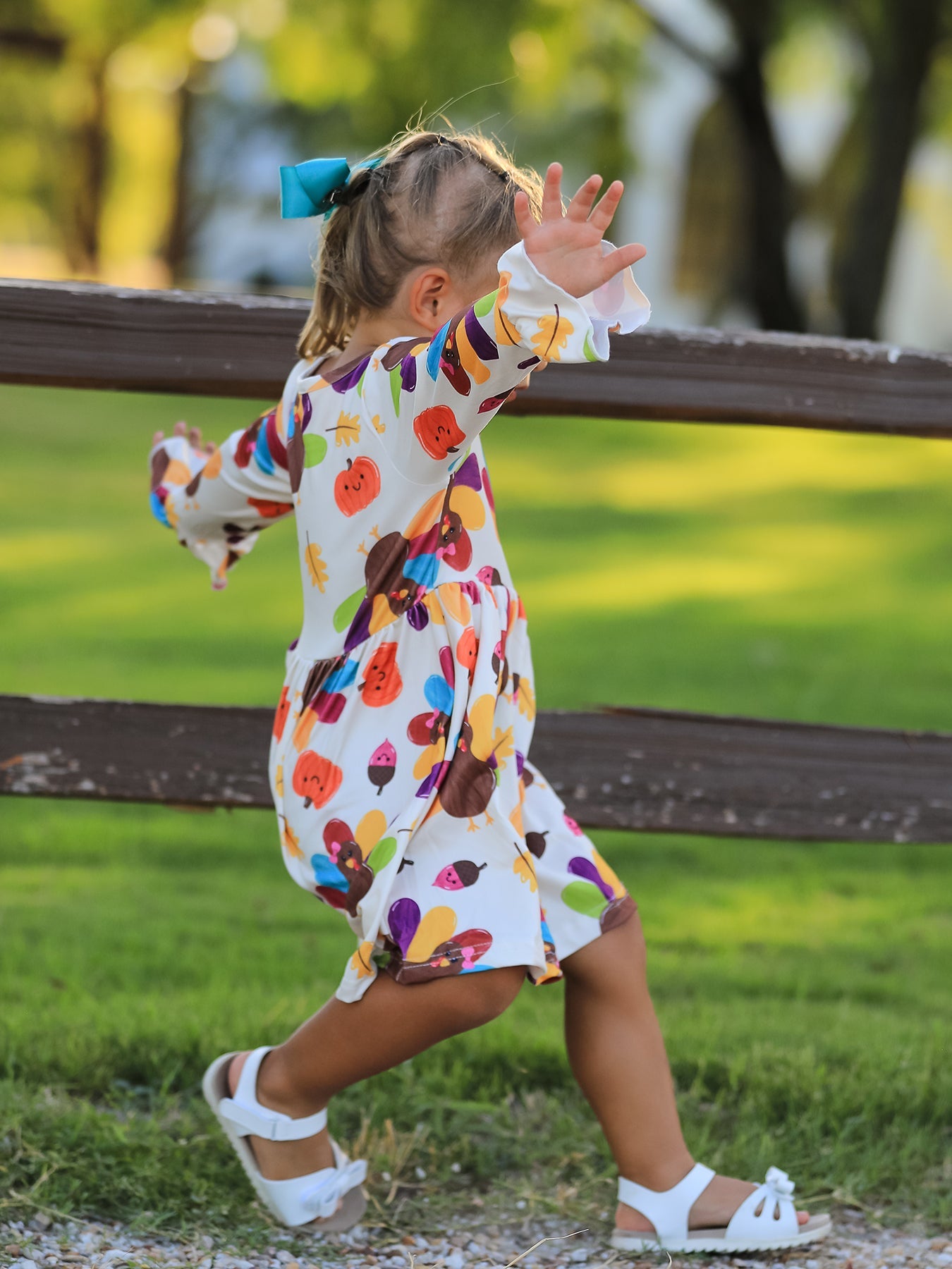 Thanksgiving Turkey Print Girls Dress