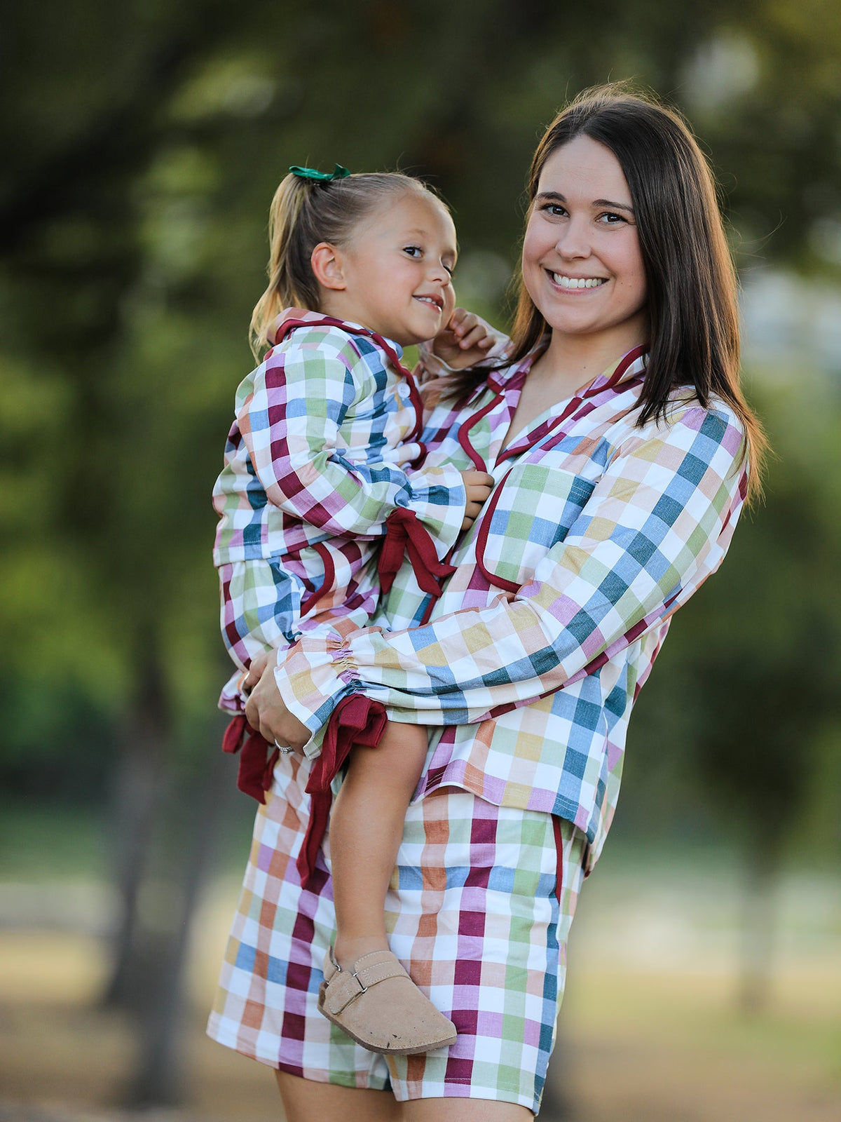 Mommy And Me Fall Plaid  Pajama Set