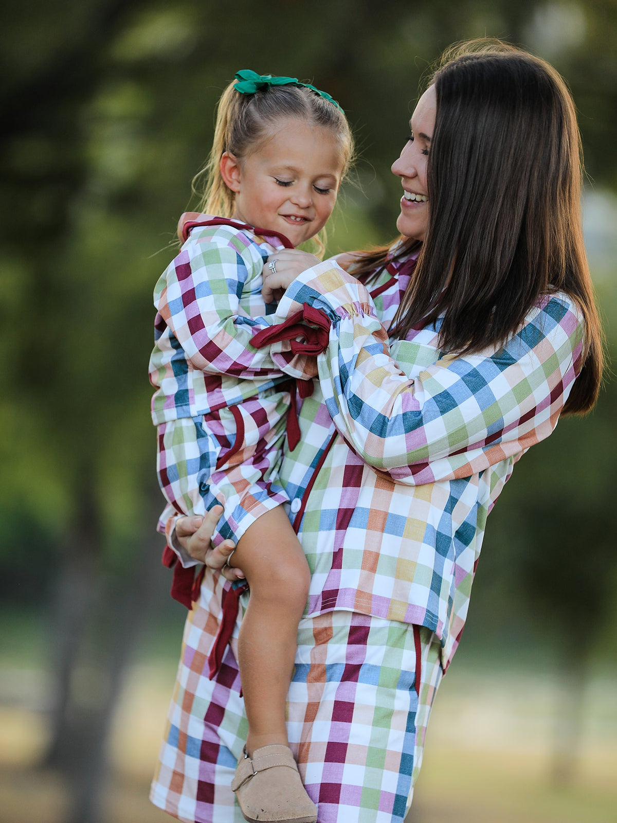 Mommy And Me Fall Plaid  Pajama Set