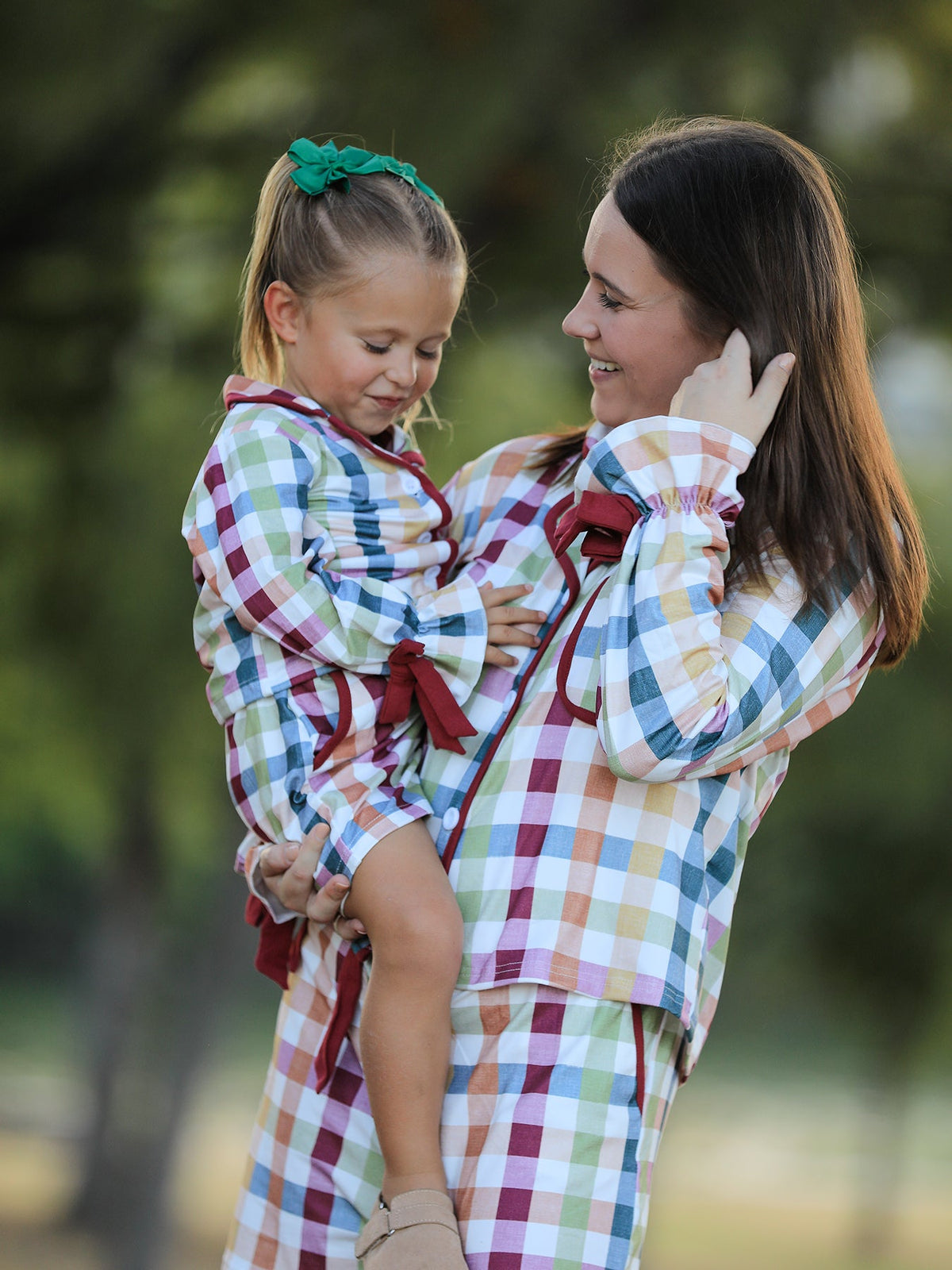 Mommy And Me Fall Plaid  Pajama Set