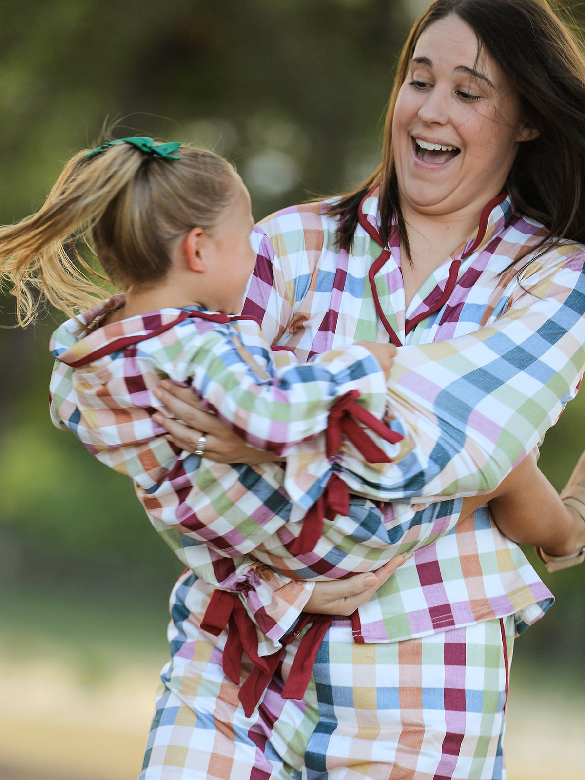 Mommy And Me Fall Plaid  Pajama Set