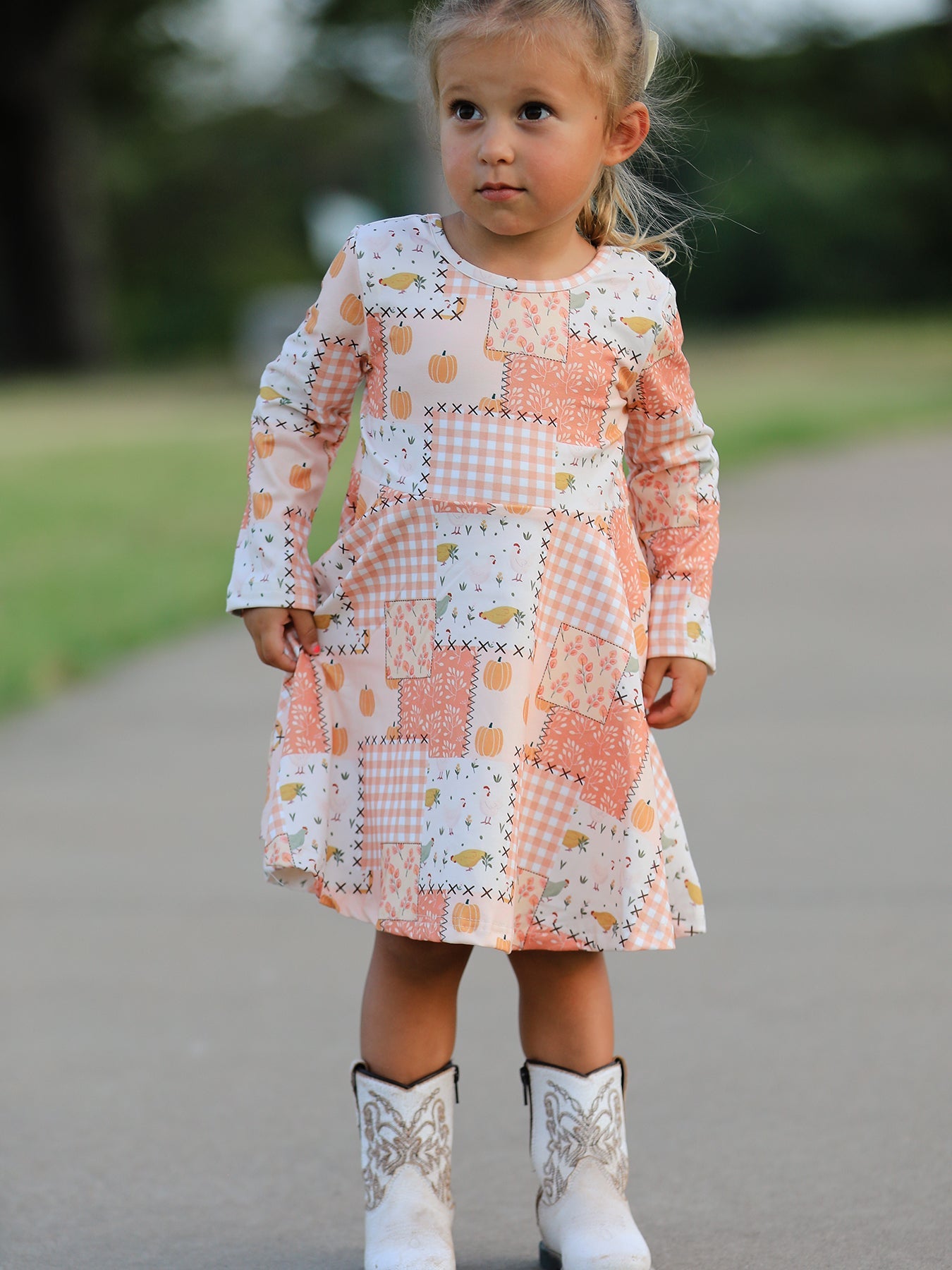 Thanksgiving Halloween Patchwork Girls Dress