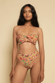 Mazzy Floral Tori Ties Bandeau Bikini Top