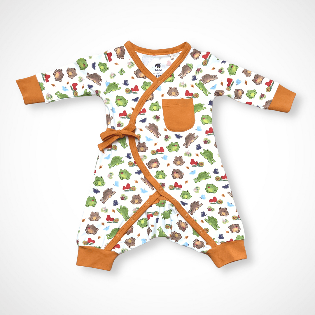 Frog Kimono Long Sleeve Romper | Organic Pima Cotton