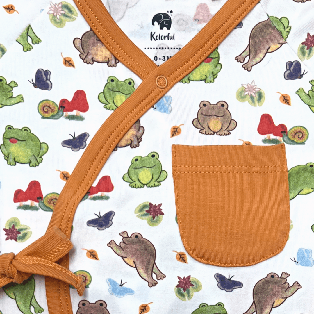 Frog Kimono Long Sleeve Romper | Organic Pima Cotton