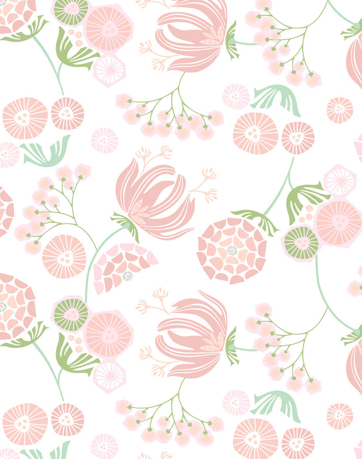 'mediterranean Floral' Wallpaper By Tea Collection - Pink