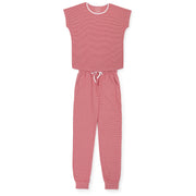 Melanie Women's Pajama Jogger Pant Set - Red Stripes