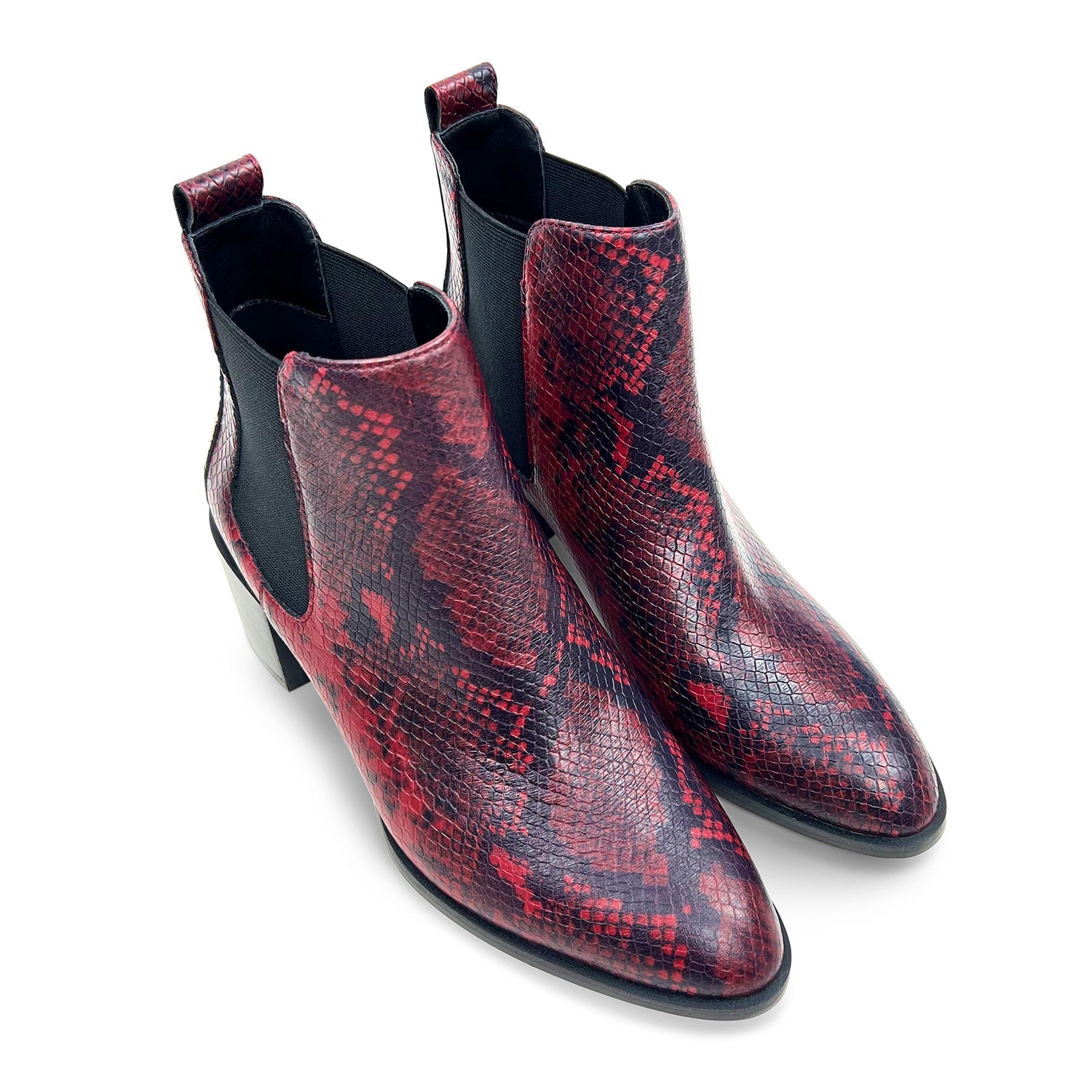 Melissa Chelsea Boot In Red Snake Leather