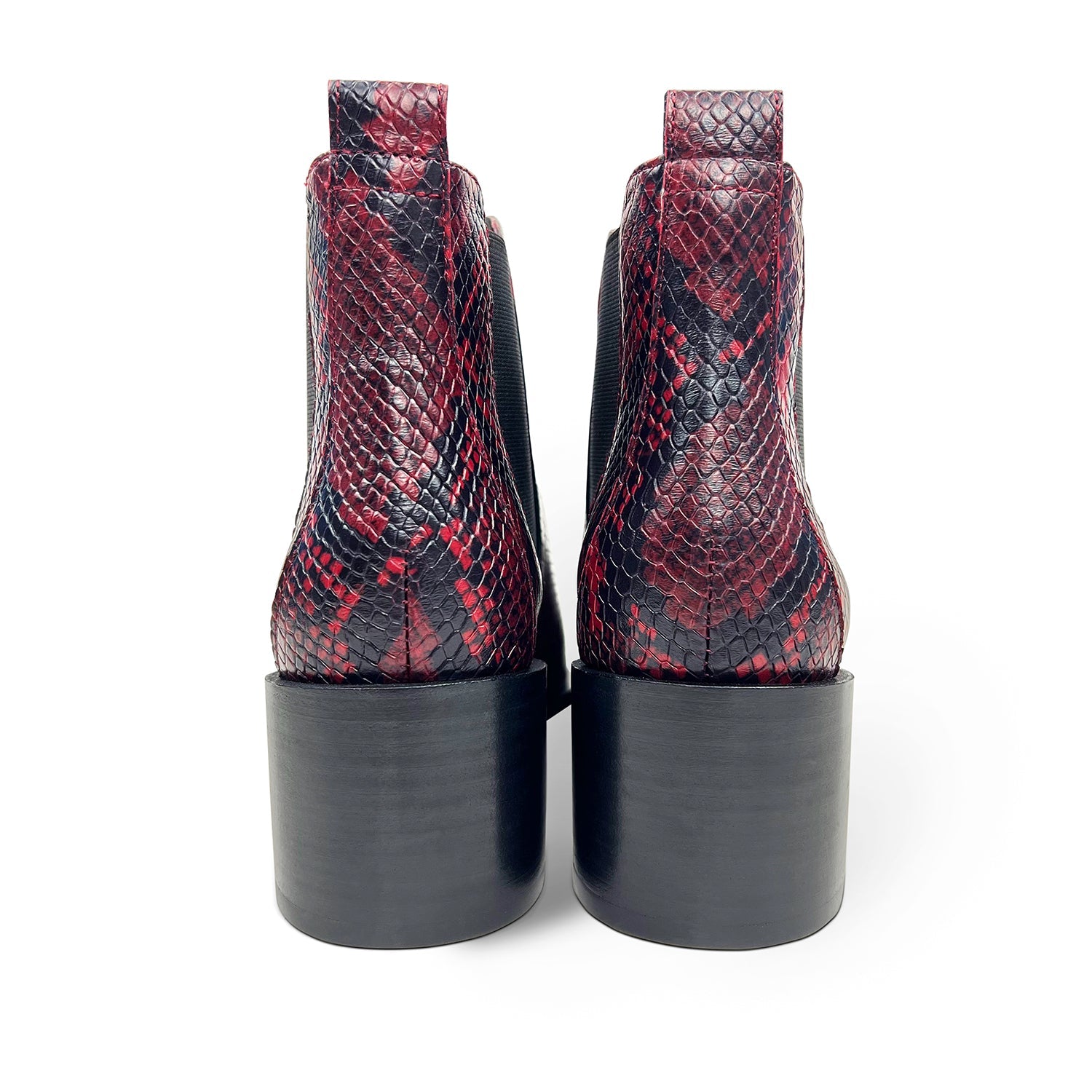 Melissa Chelsea Boot In Red Snake Leather