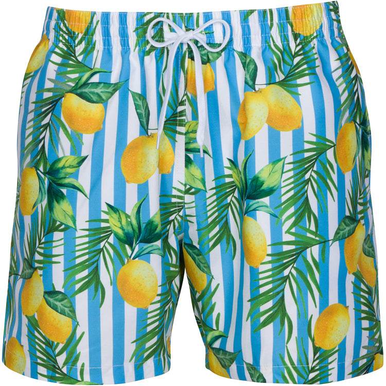 Men's Parker Lemon Stripe Swim Shorts by Sant and Abel