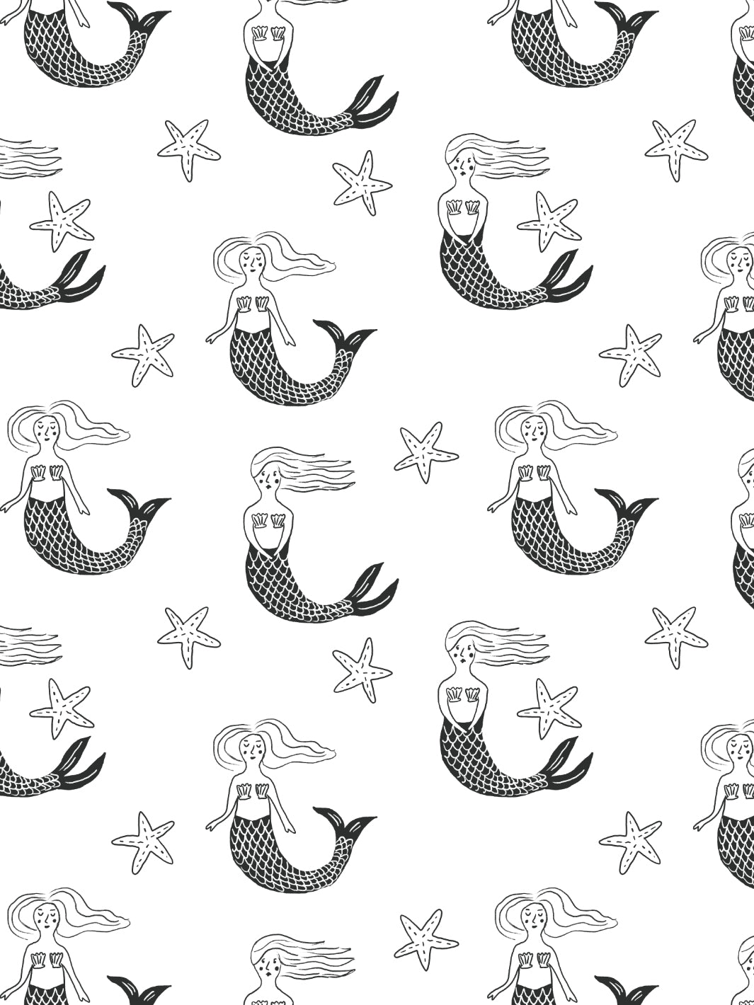 'mermaid' Wallpaper By Tea Collection - Black