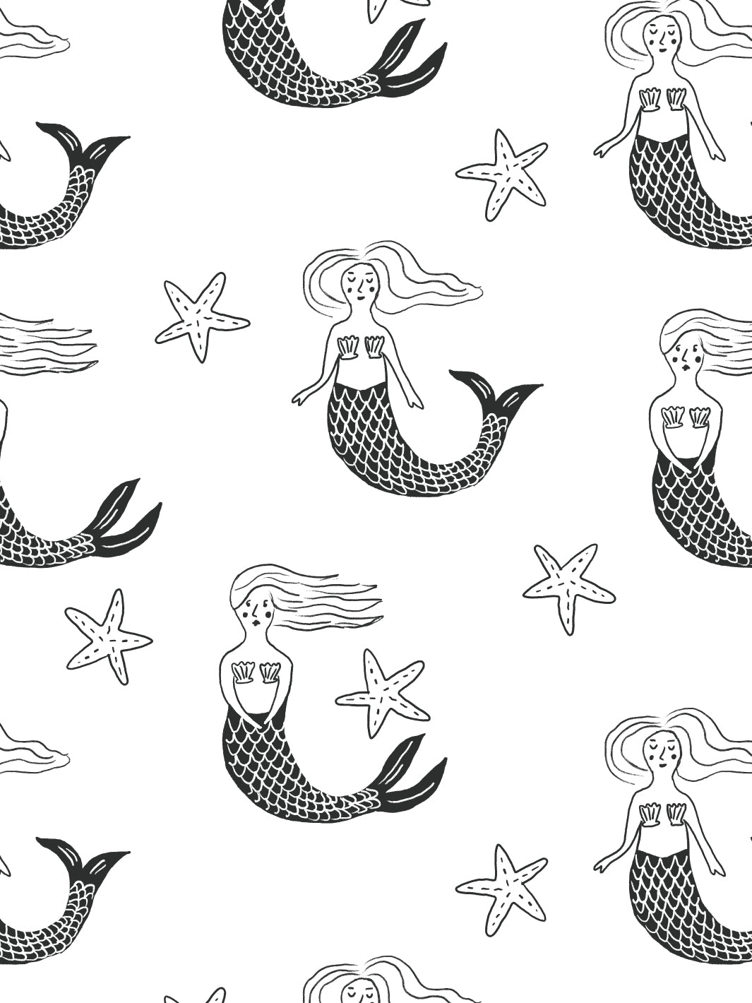 'mermaid' Wallpaper By Tea Collection - Black