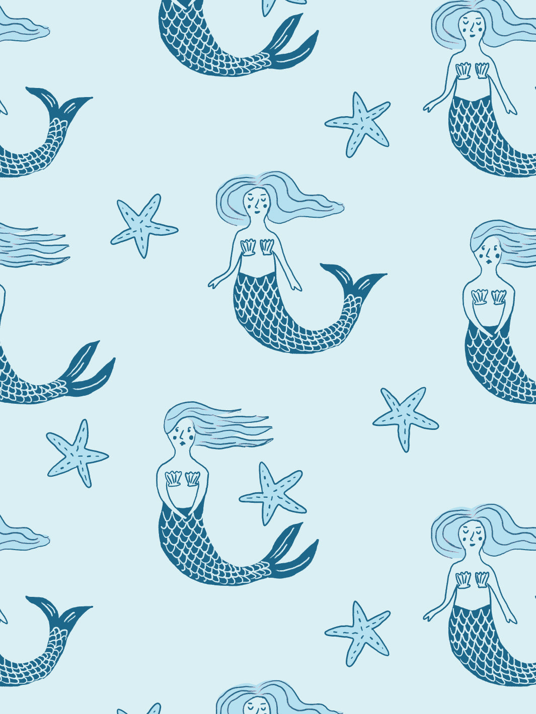 'mermaid' Wallpaper By Tea Collection - Blues